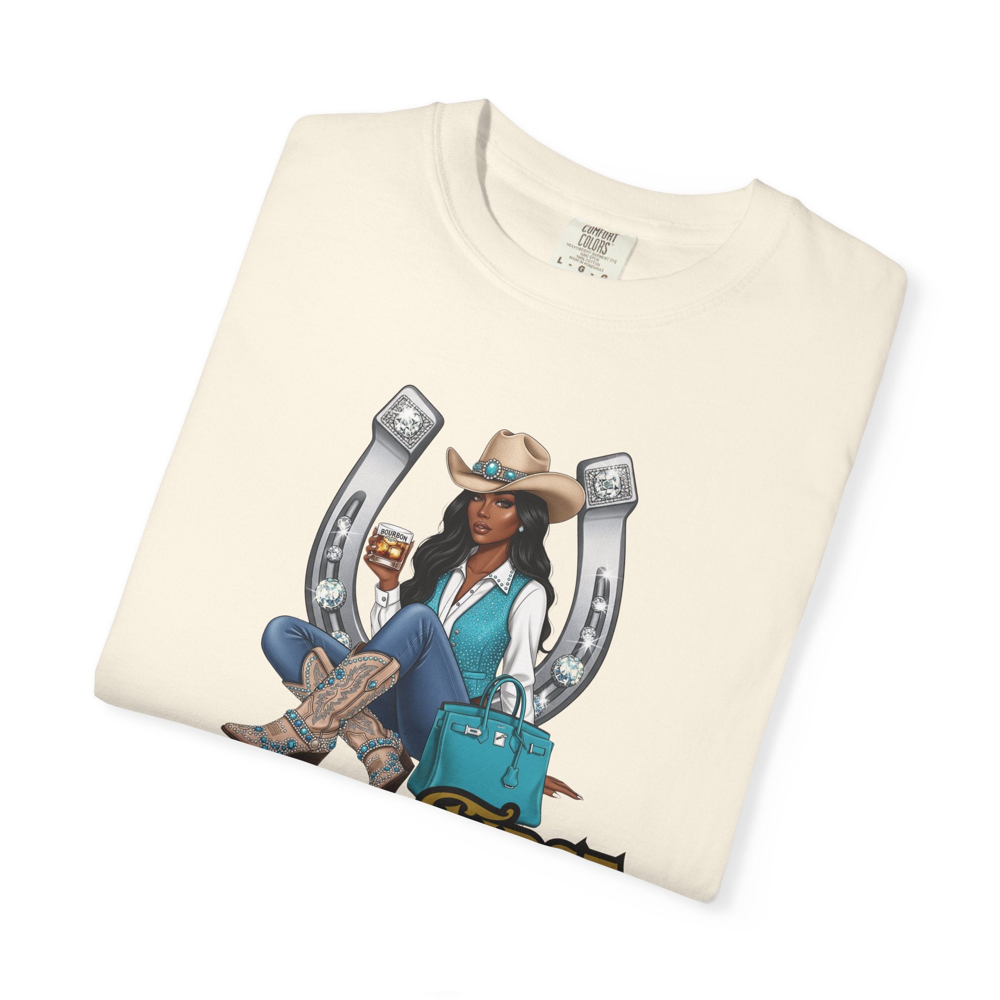 African American Cowgirl Rodeo Themed Rhinestone Shirt, 'Not My First Rodeo' Western Style Top, Rodeo Shirt, Boots On The Ground Tee