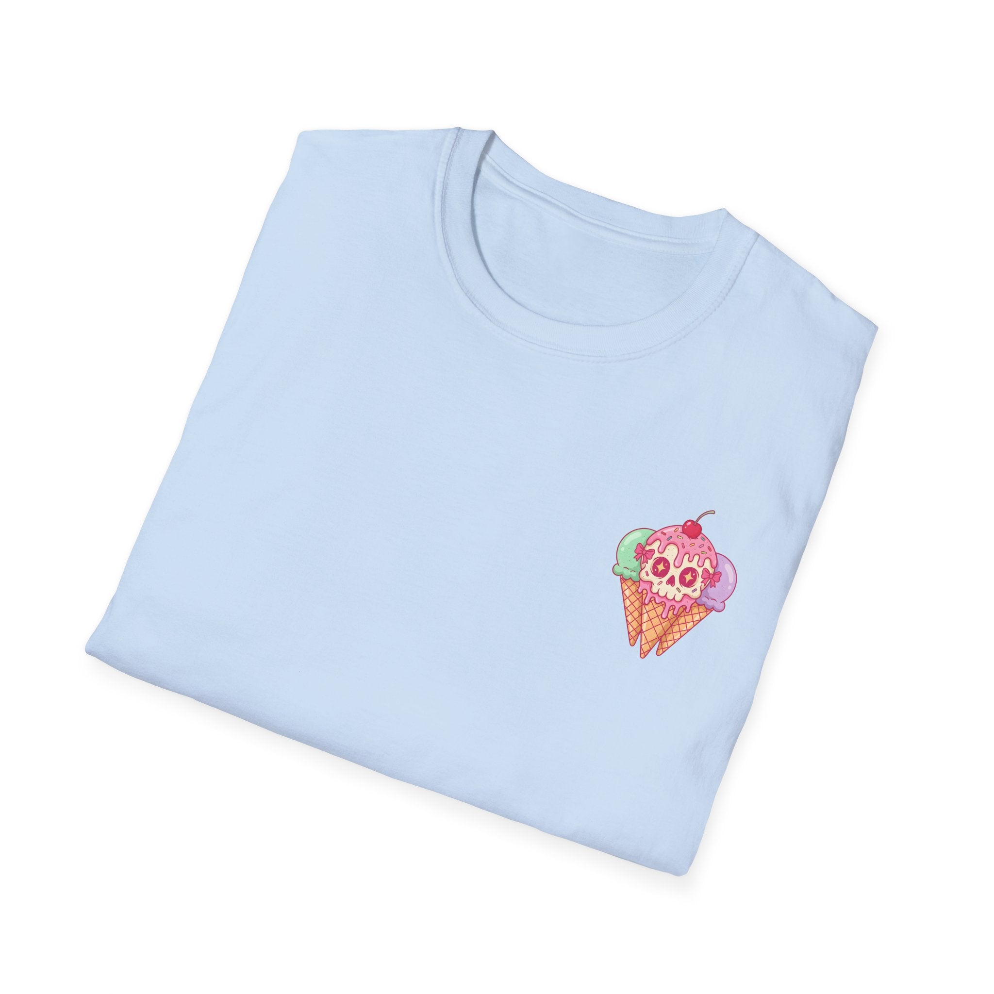 MsDembeauty Summer Collection: Ice Cream Skull T-Shirt — Cute Pastel Retro Graphic Front and Back Tee