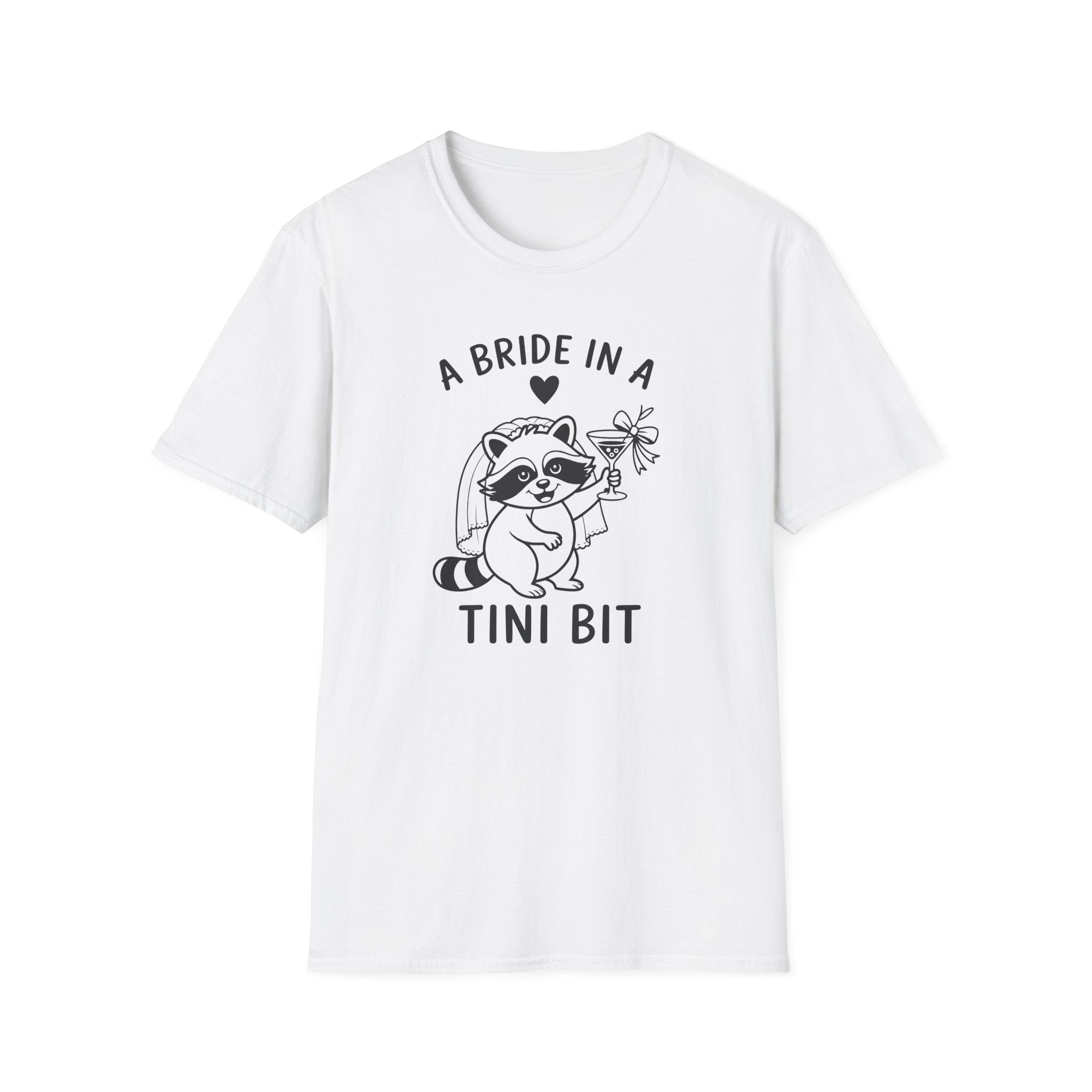 Bride T-Shirt — “A Bride in a Tini Bit” Cute Raccoon Bridal Tee