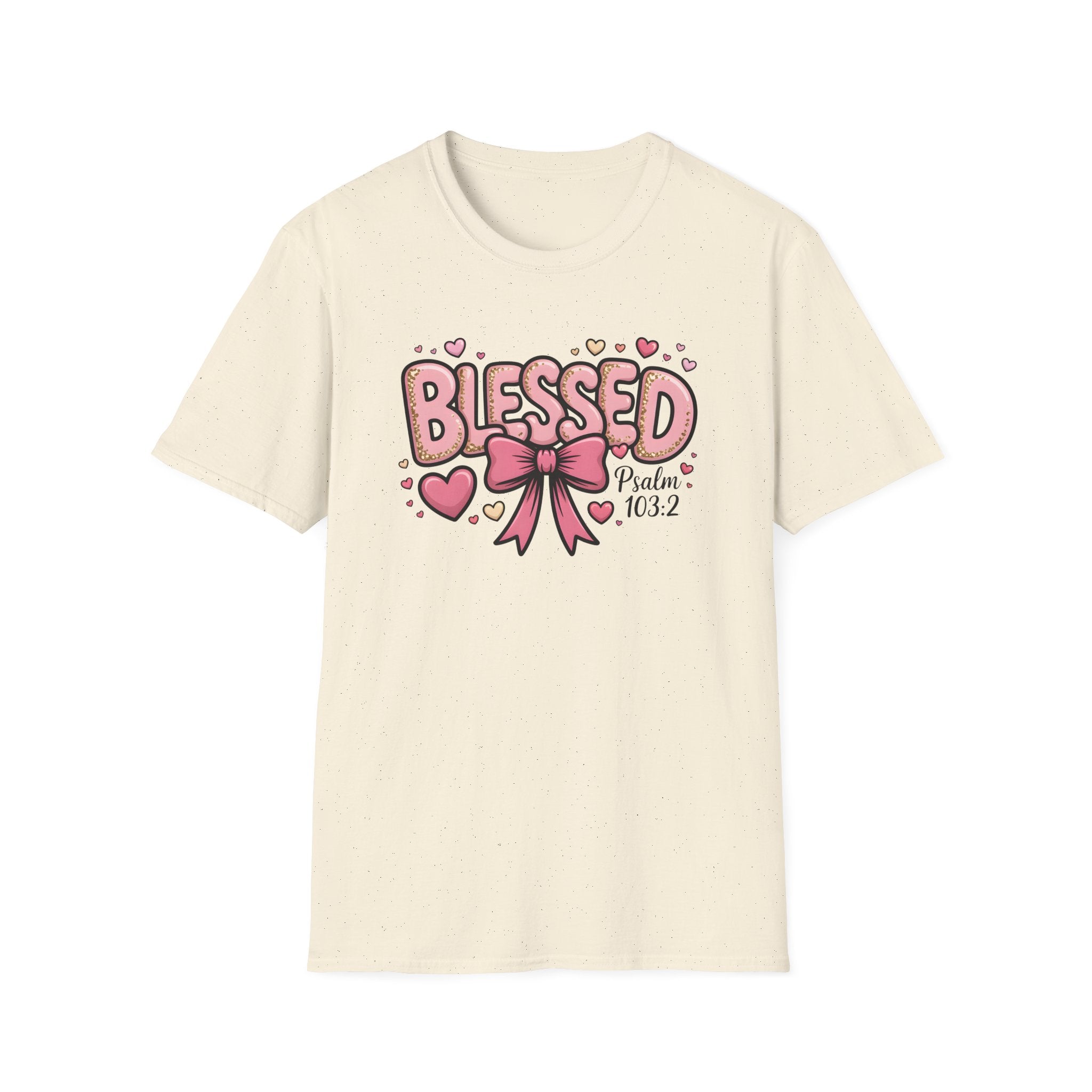 Blessed bow design T-Shirt | Psalm 103:2 faith tee, Pink Hearts