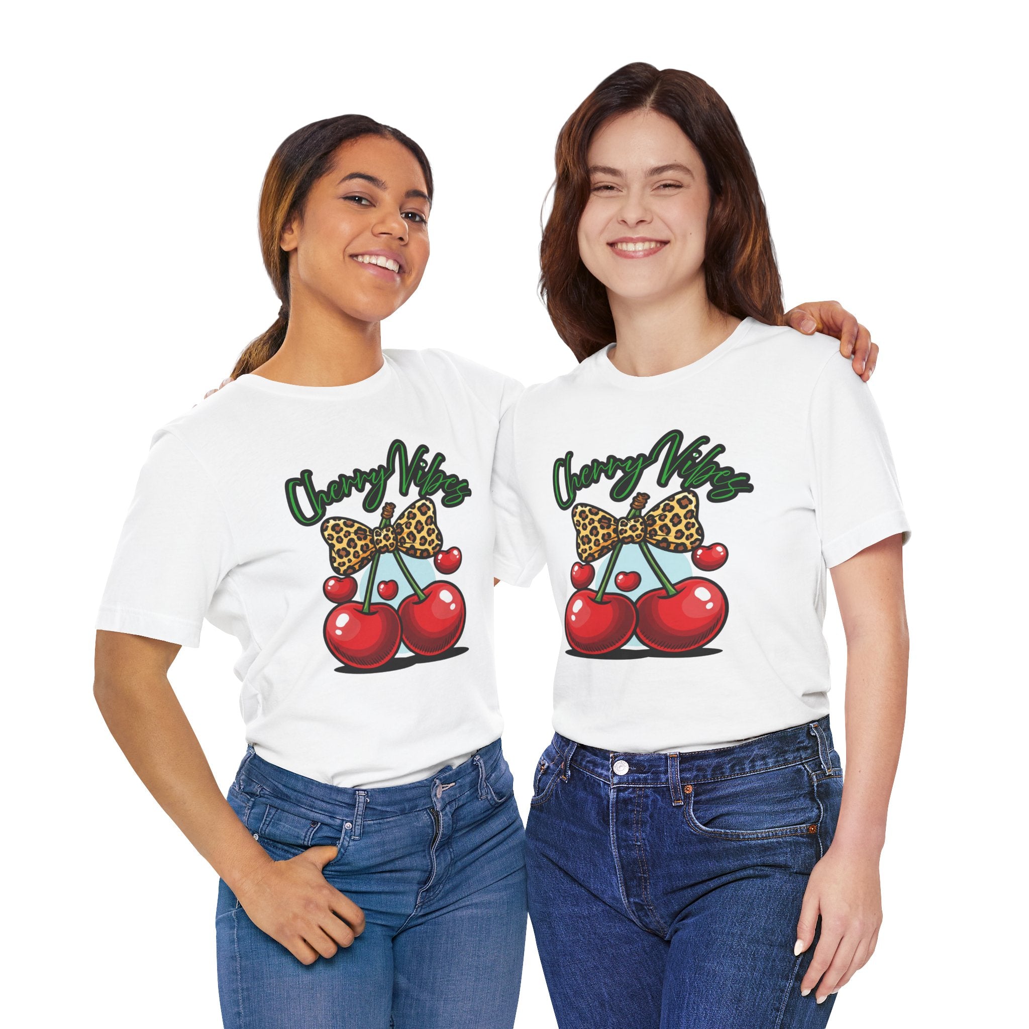 Cherry Vibes Short Sleeve Tee, Fun Graphic T-Shirt, Summer Style, Cute Gift for Friends, Party Top, Festival Wear
