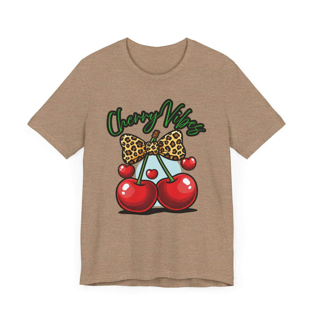 Cherry Vibes Short Sleeve Tee, Fun Graphic T-Shirt, Summer Style, Cute Gift for Friends, Party Top, Festival Wear