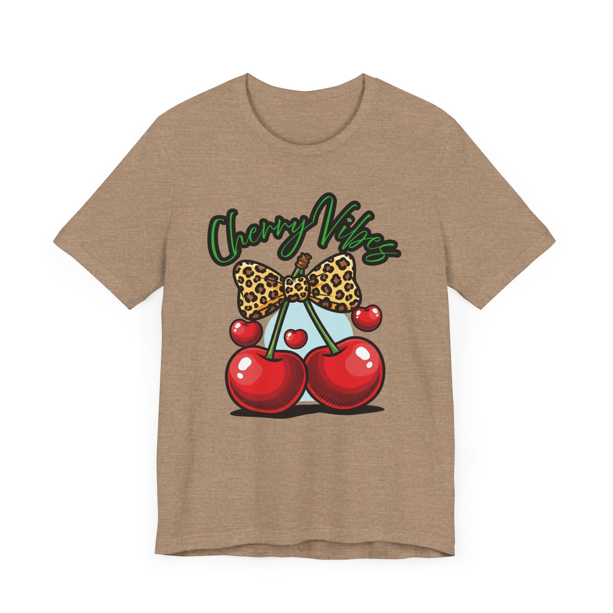 Cherry Vibes Short Sleeve Tee, Fun Graphic T-Shirt, Summer Style, Cute Gift for Friends, Party Top, Festival Wear