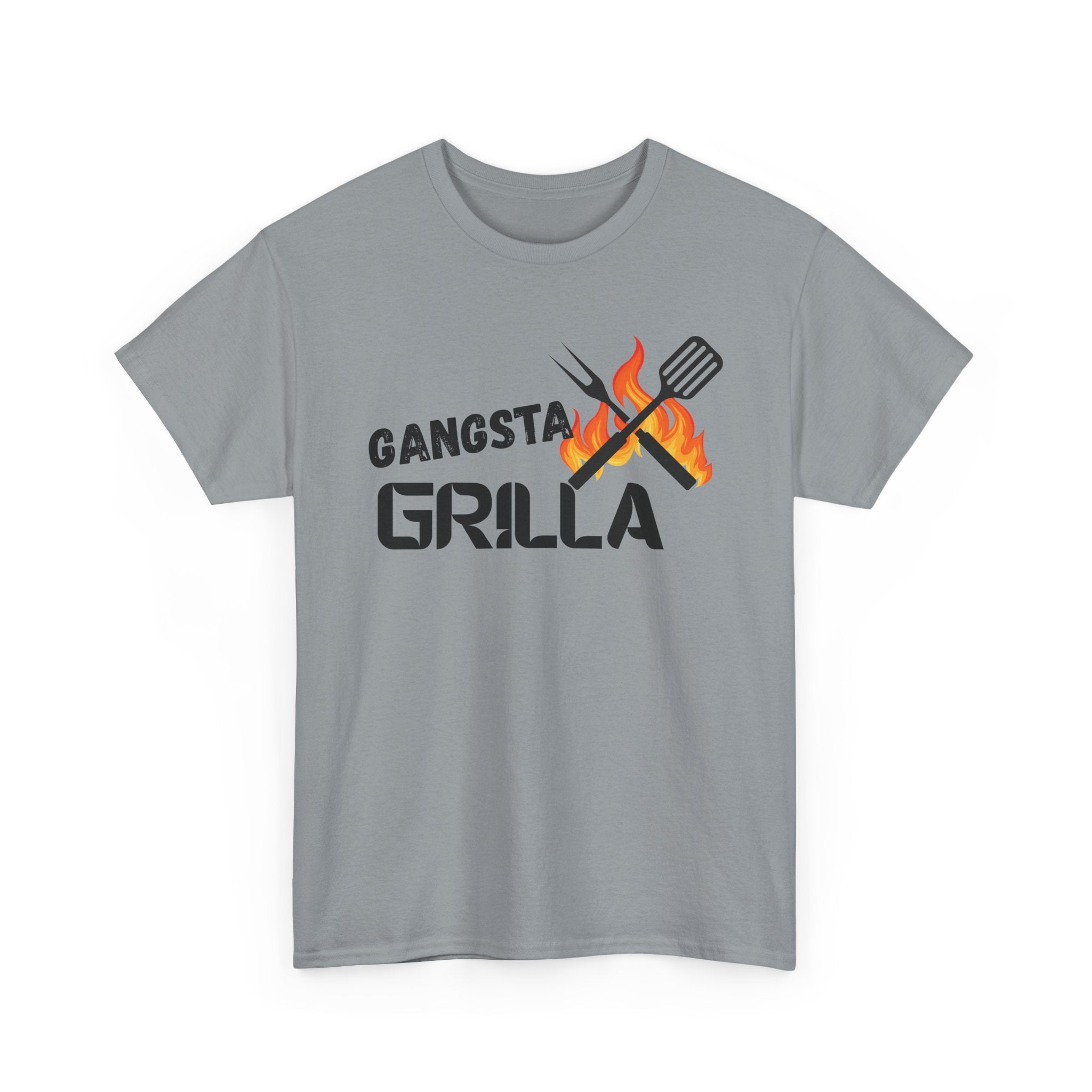 Gangsta Grilla BBQ Unisex Heavy Cotton Tee, Grilling Shirt, Cooking Gift, Father's Day Apparel, Summer BBQ Outfit, Foodie Tee