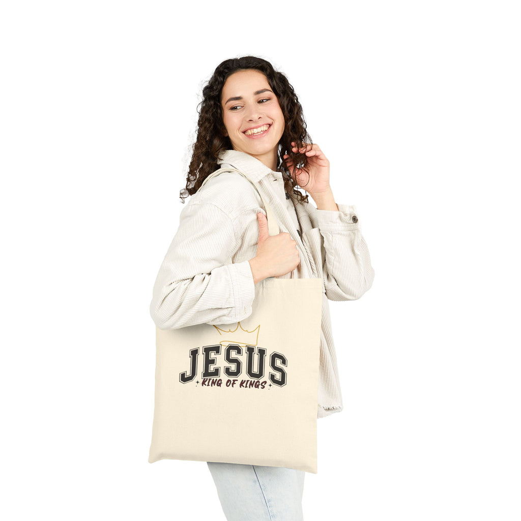 JESUS King of Kings Canvas Tote Bag, Church Tote, Gift for Christians, Eco-Friendly