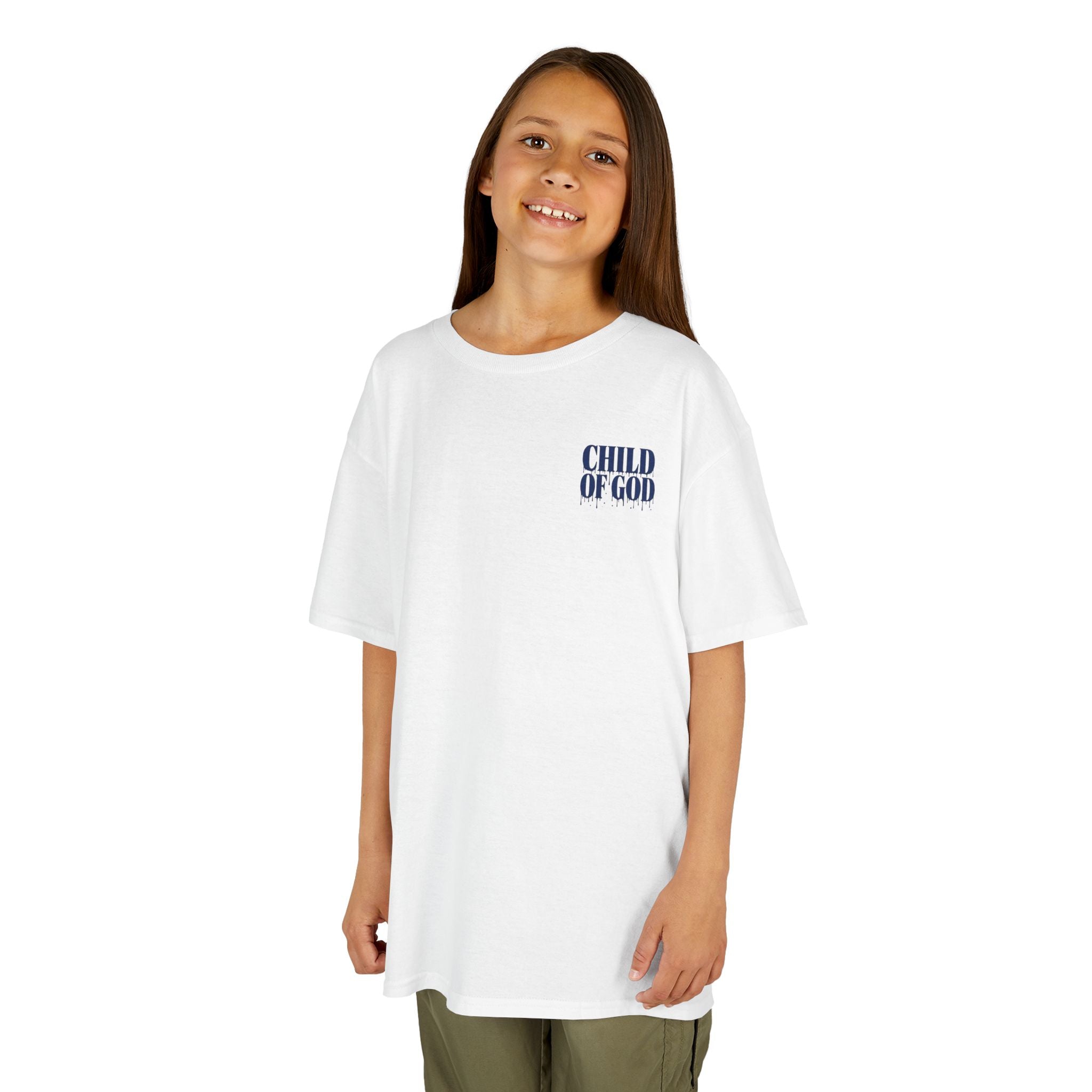 Kid's Child of God Kids T‑Shirt — Front and Back Design, Galatians 3:26 Inspirational Christian Youth Tee