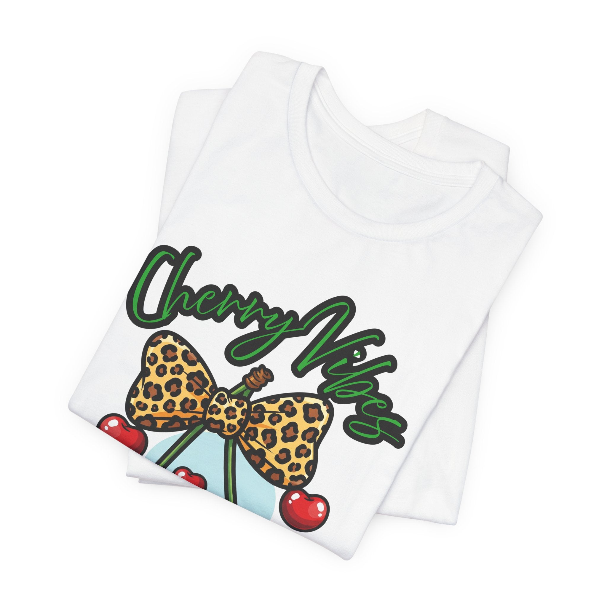 Cherry Vibes Short Sleeve Tee, Fun Graphic T-Shirt, Summer Style, Cute Gift for Friends, Party Top, Festival Wear