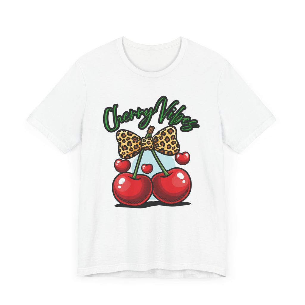 Cherry Vibes Short Sleeve Tee, Fun Graphic T-Shirt, Summer Style, Cute Gift for Friends, Party Top, Festival Wear