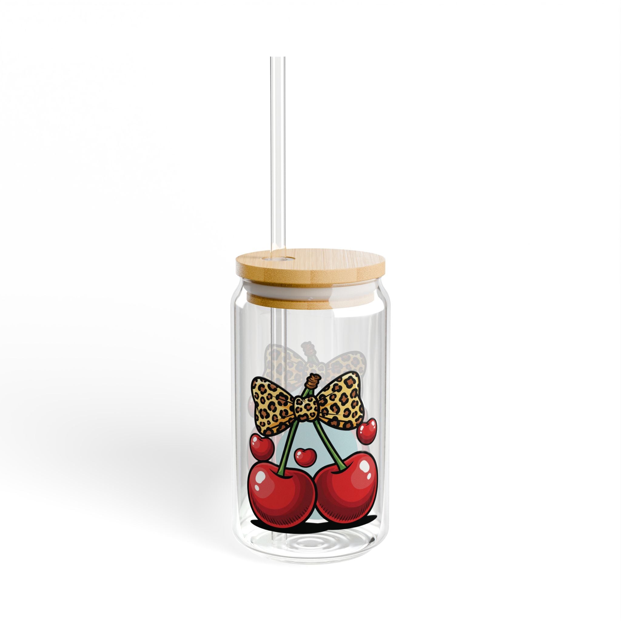 Cherry Bow Sipper Glass, 16oz Sipper Glass, BPA Free