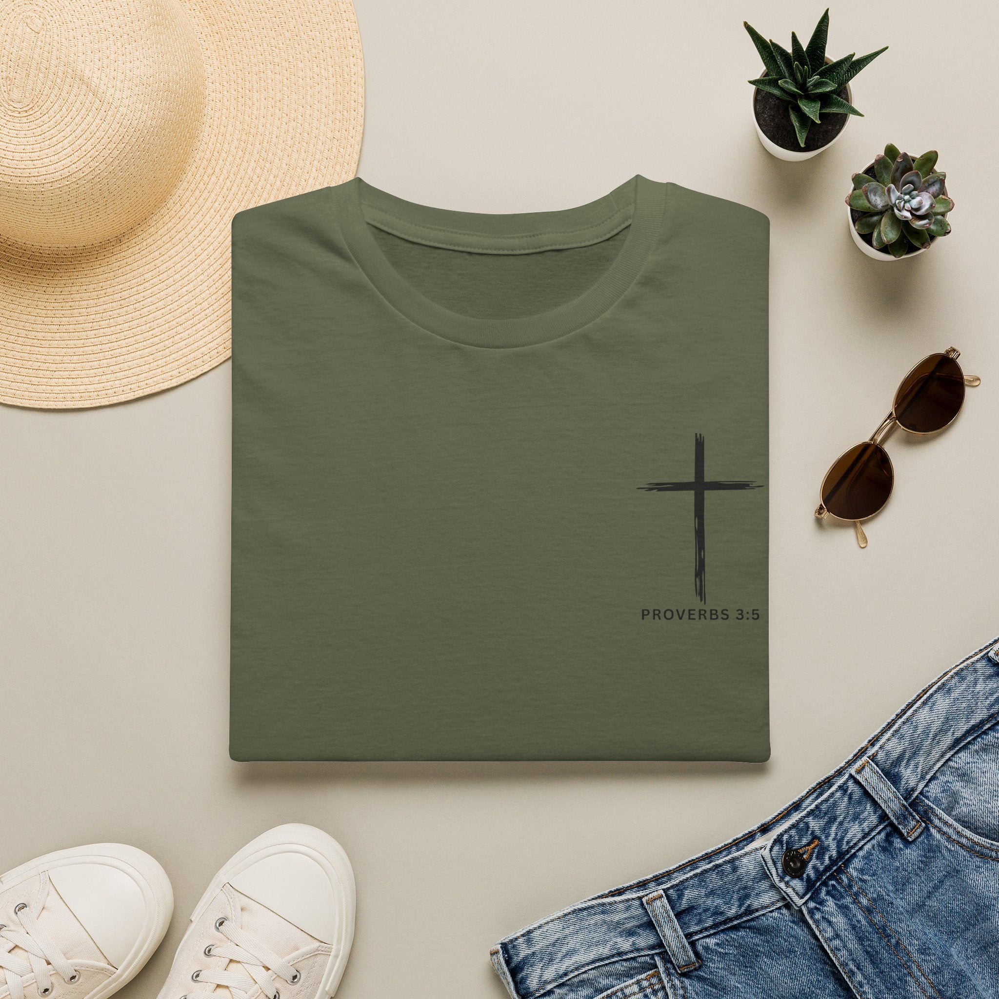 Proverbs 3:5 Front and Back Scripture Tshirt, Christian Faith Shirt, Trust In Him Unisex Tee