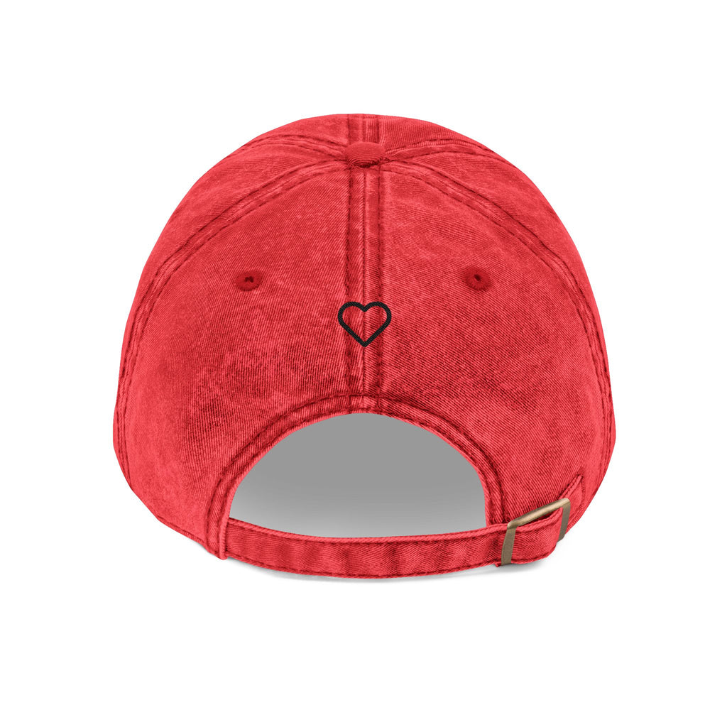 Embroidered Mama Heart Baseball Cap | Vintage Washed Hat with Outlined Heart On Back