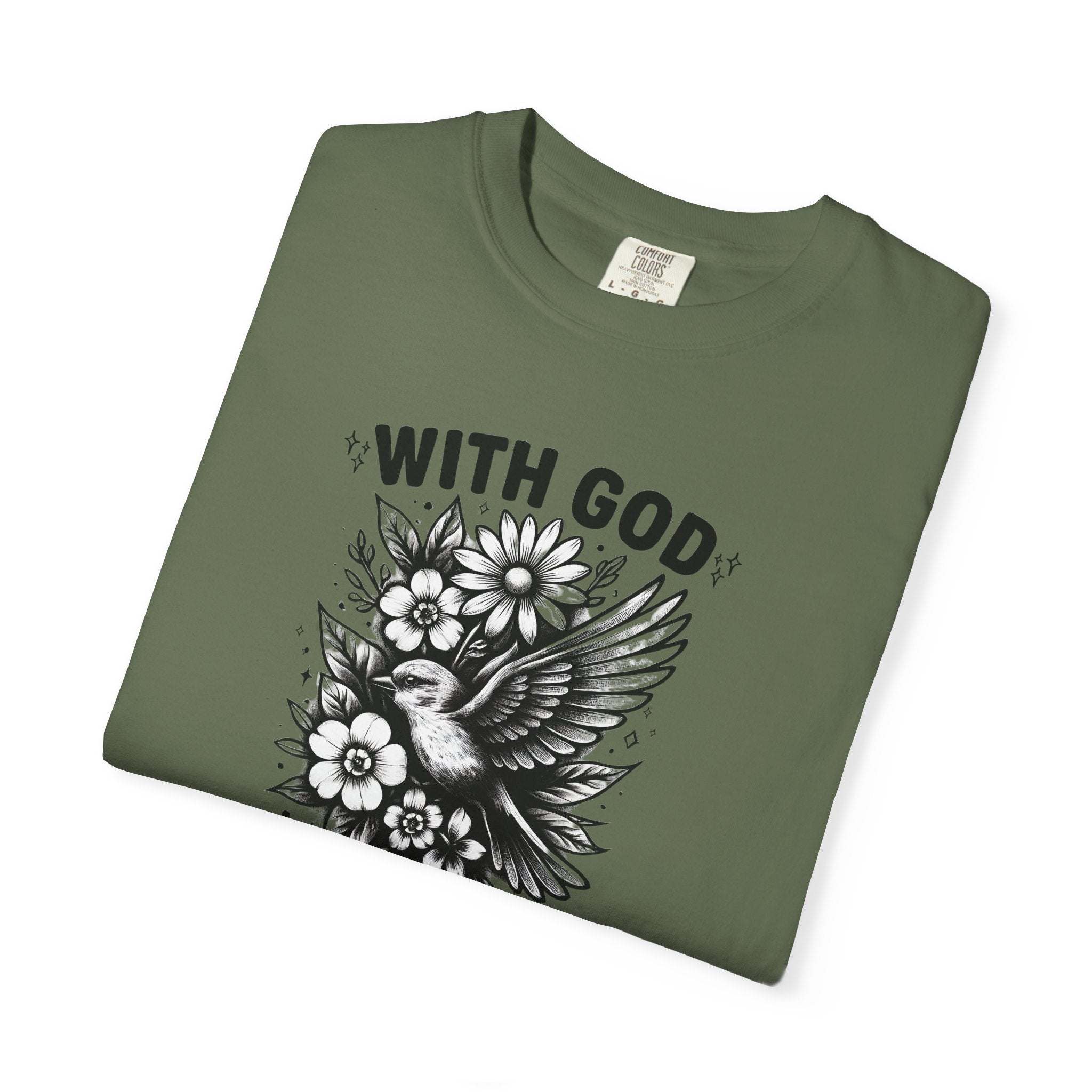 Matthew 19 26 Comfort Colors Tee, With God All Things Are Possible Shirt, Christian Bible Verse Shirt, Faith Christian Comfort Colors Shirt