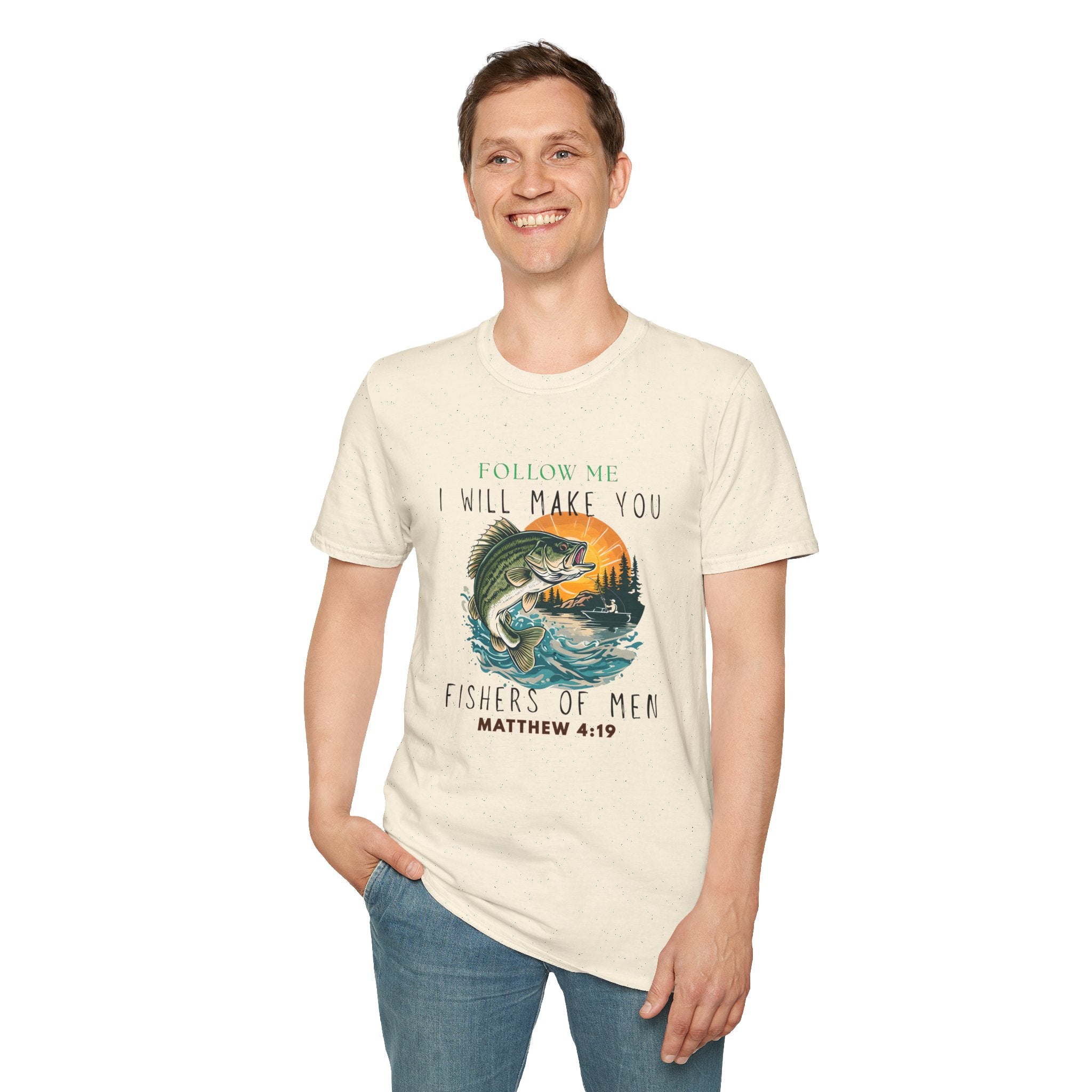 Fishers of Men Christian Fishing T-Shirt — Matthew 4:19 Faith Tee