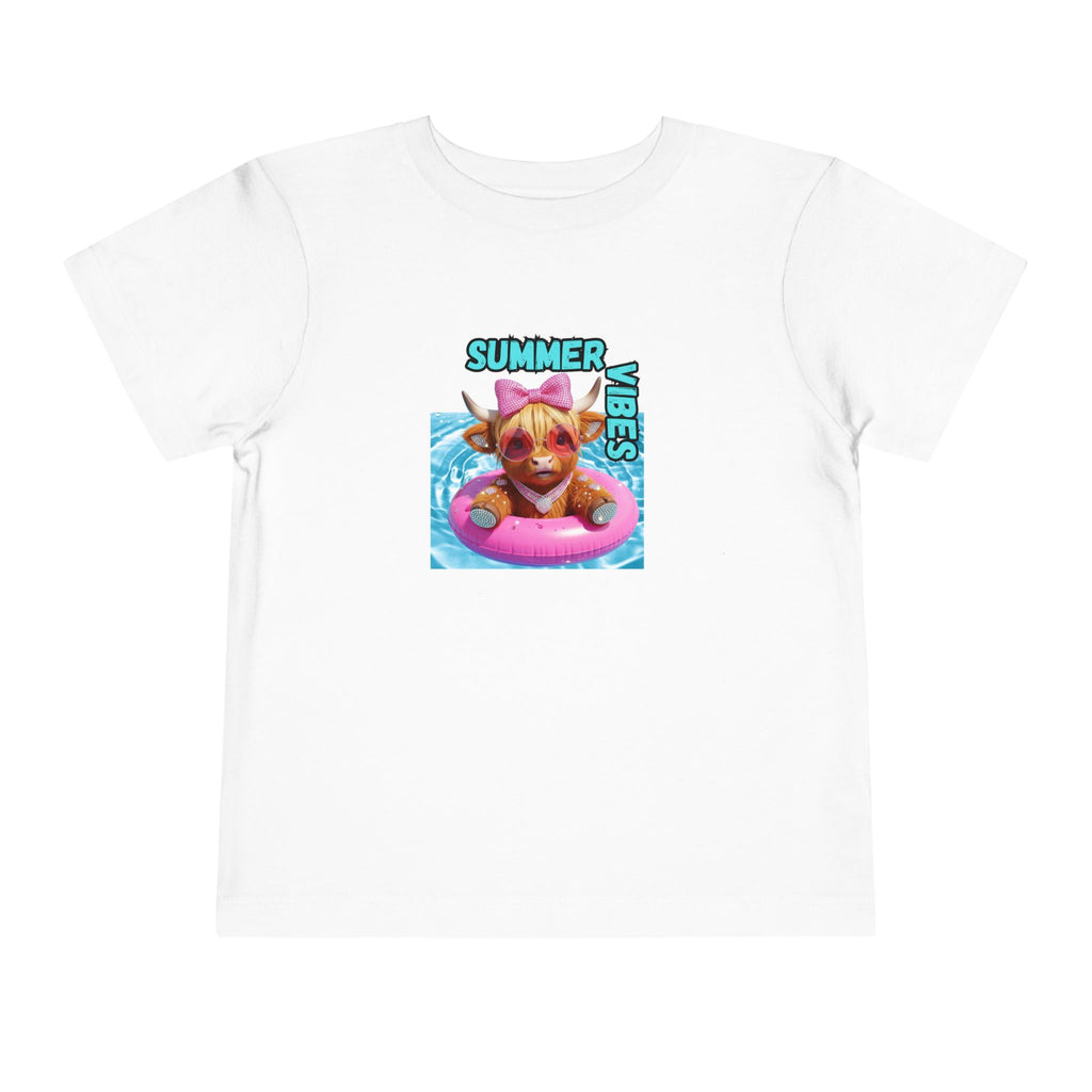 Girl Toddler Summer Vibes Tee, Cute Toddler Top, Pool Party Clothing, Fun Toddler Wear