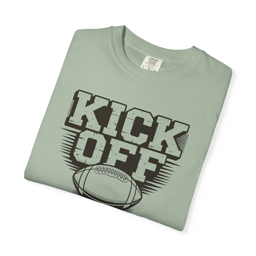 Kick Off Unisex Garment-Dyed T-shirt for Sports Lovers, Football Fans, Casual Wear, Gift Idea, Game Day Apparel