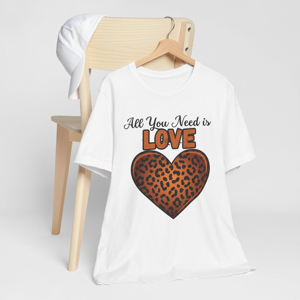 Heartfelt Love Leopard Print Tee, Cute Casual Top, Love Collection