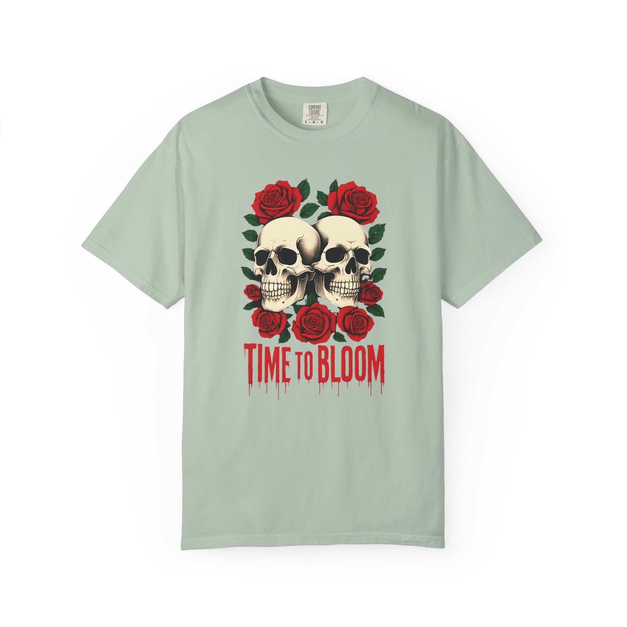 Stylish Skull & Rose Unisex T-shirt, Grunge Tee, Unisex Casual Wear, Unique Graphic Top, Gift for Goths, Time to Bloom Apparel