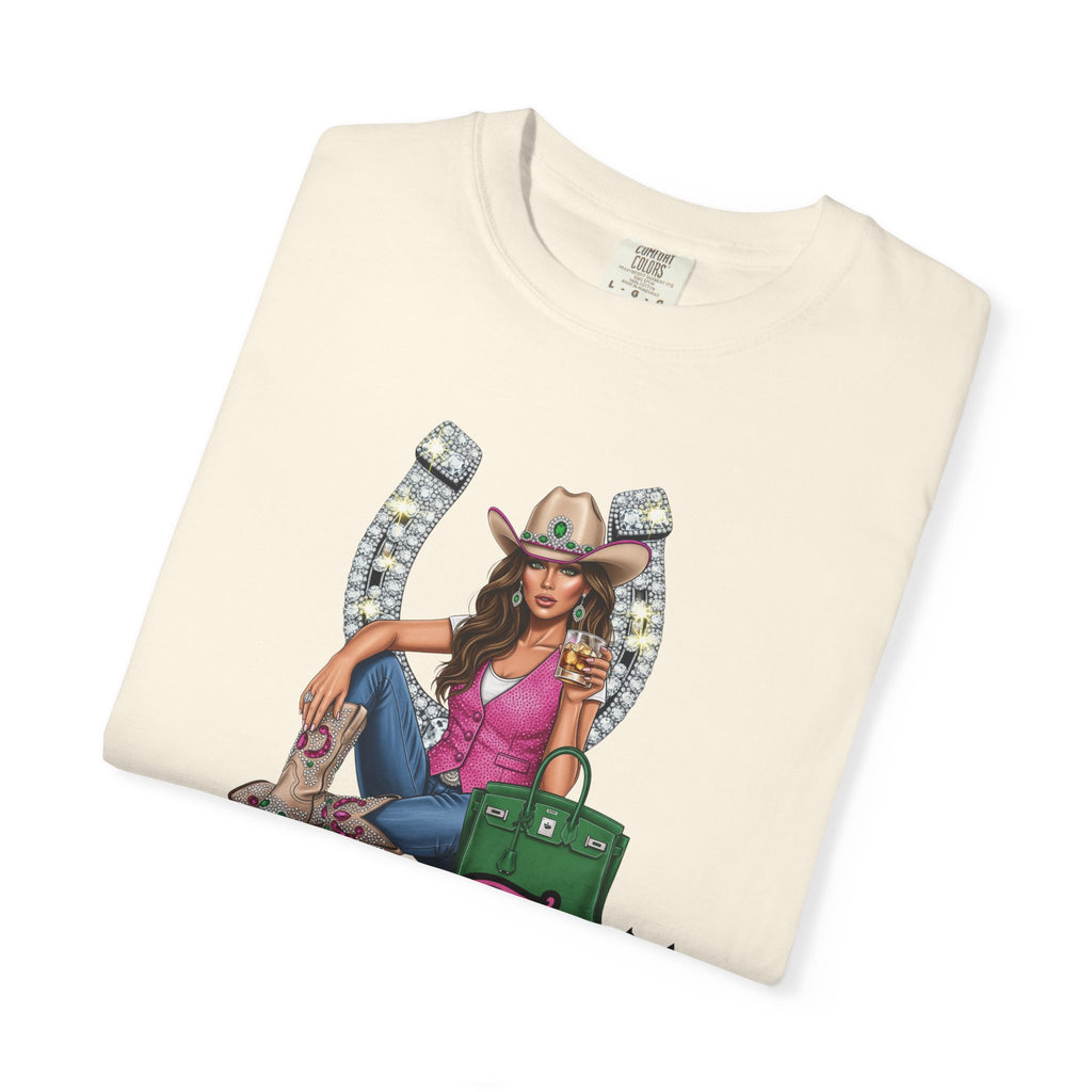 Cowgirl Rodeo Themed Rhinestone Shirt, 'Not My First Rodeo' Western Style Top, Rodeo Shirt, Women's Rhinestone Tee, Country Concert Outfit