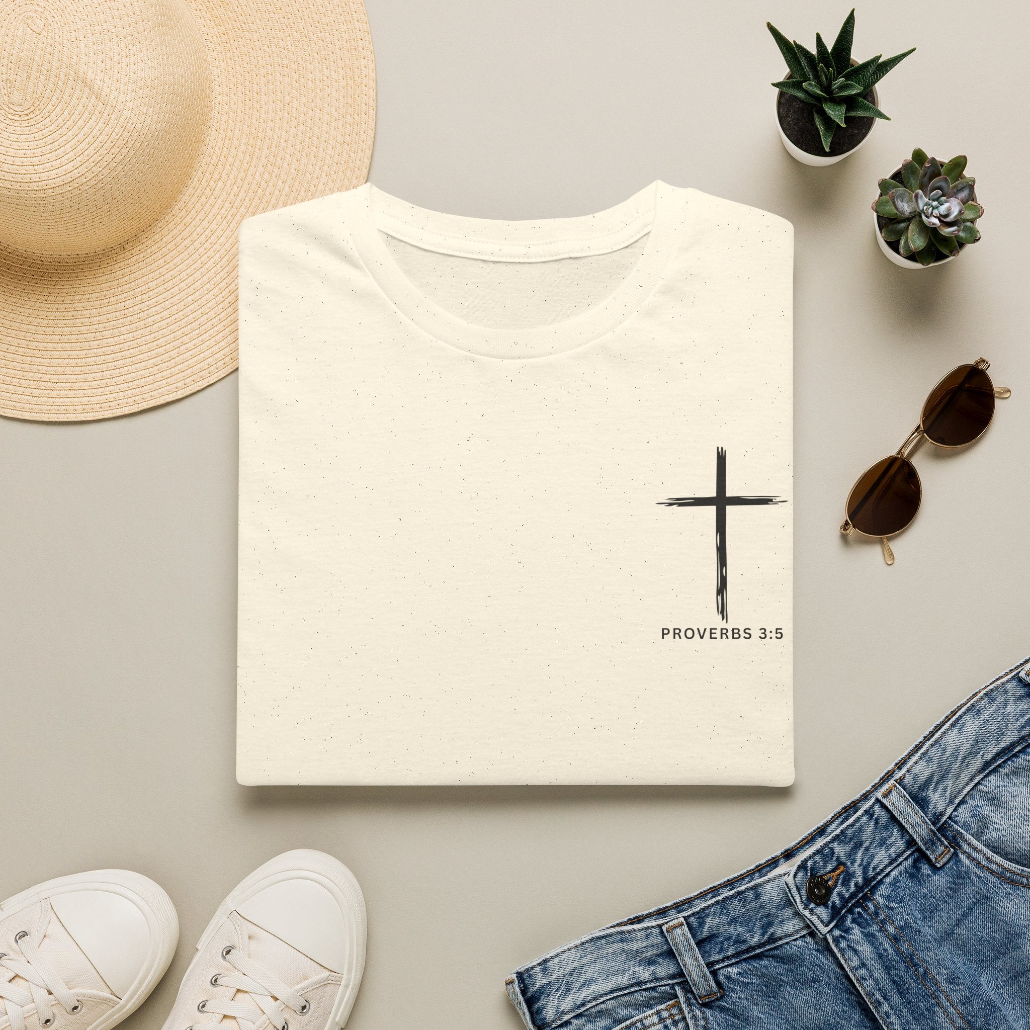 Proverbs 3:5 Front and Back Scripture Tshirt, Christian Faith Shirt, Trust In Him Unisex Tee