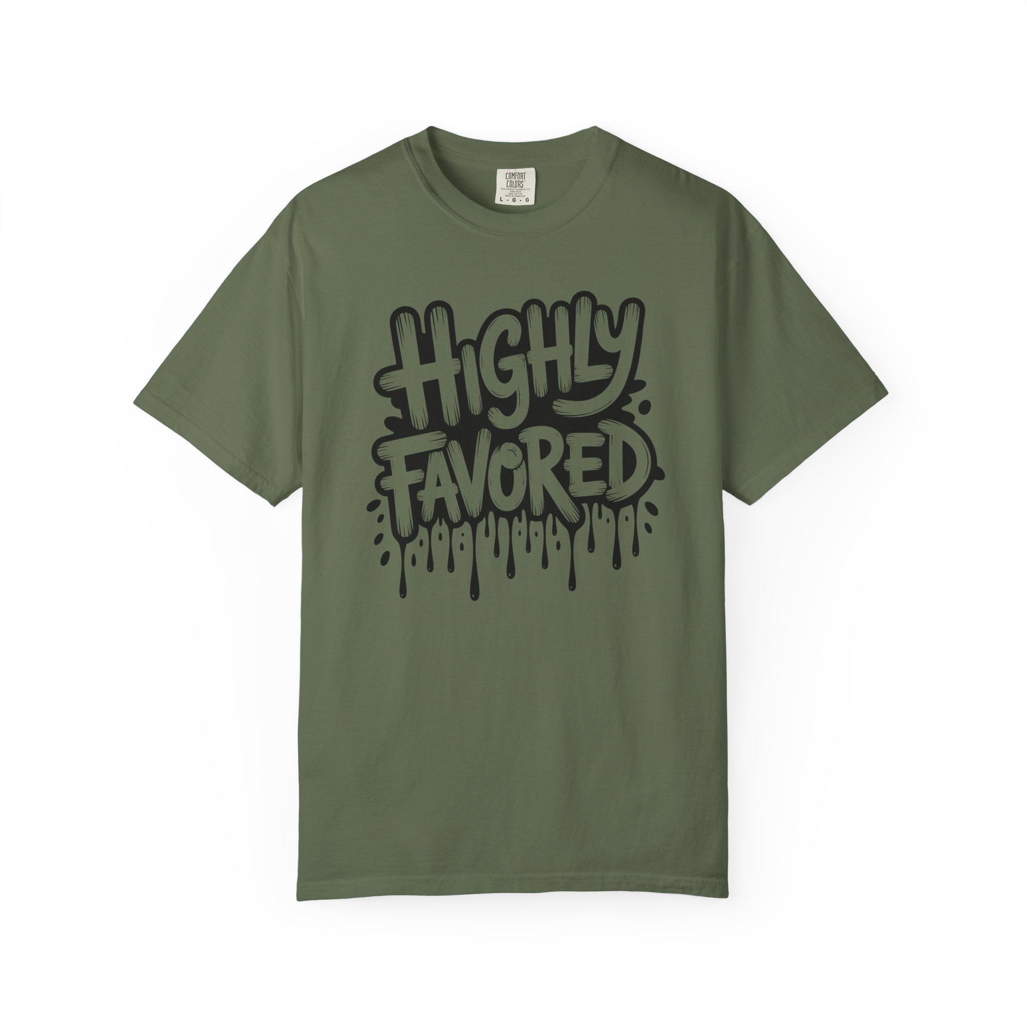 Highly Favored Comfort Colors Unisex Garment-Dyed T-Shirt | Casual Streetwear, Gift for Friends, Inspirational Apparel, Everyday Comfort, Affirmation Tee