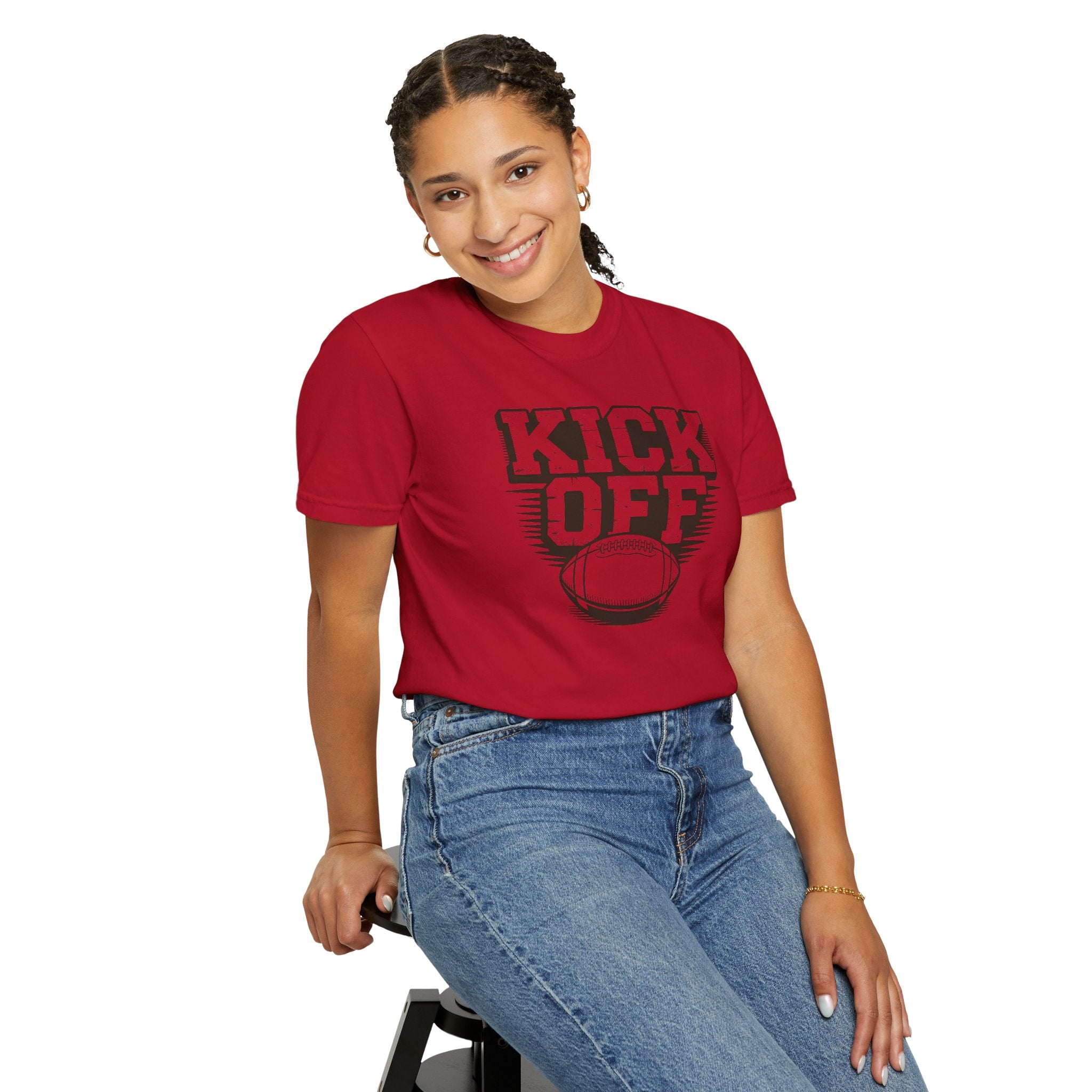 Kick Off Unisex Garment-Dyed T-shirt for Sports Lovers, Football Fans, Casual Wear, Gift Idea, Game Day Apparel