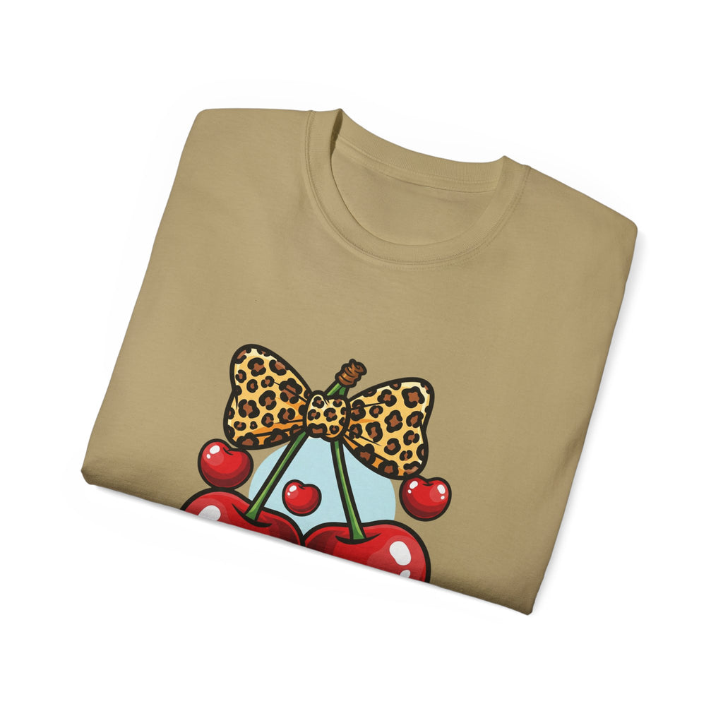 Cute Cherry Print Ultra Cotton Tee, Casual Summer Shirt, Gift for Her, Fruit Graphic Tee, Trendy Clothing