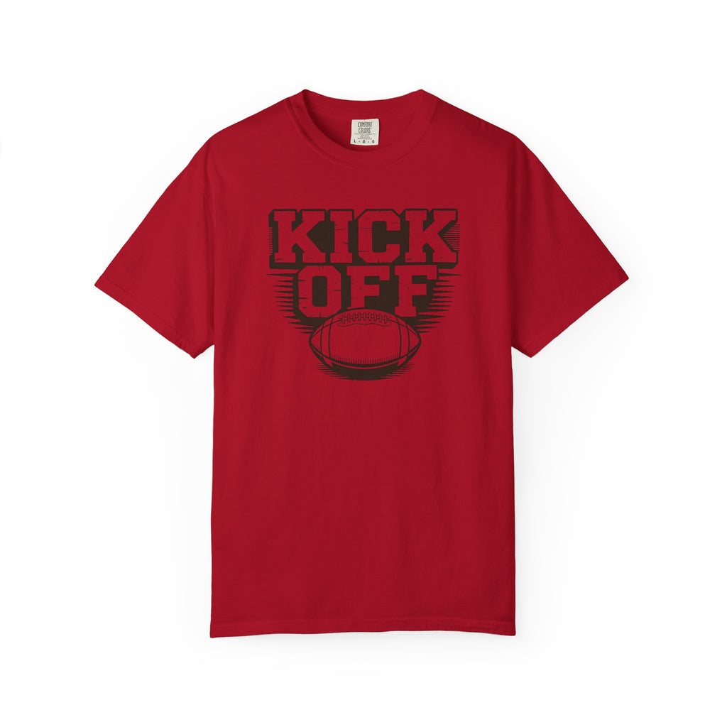 Kick Off Unisex Garment-Dyed T-shirt for Sports Lovers, Football Fans, Casual Wear, Gift Idea, Game Day Apparel