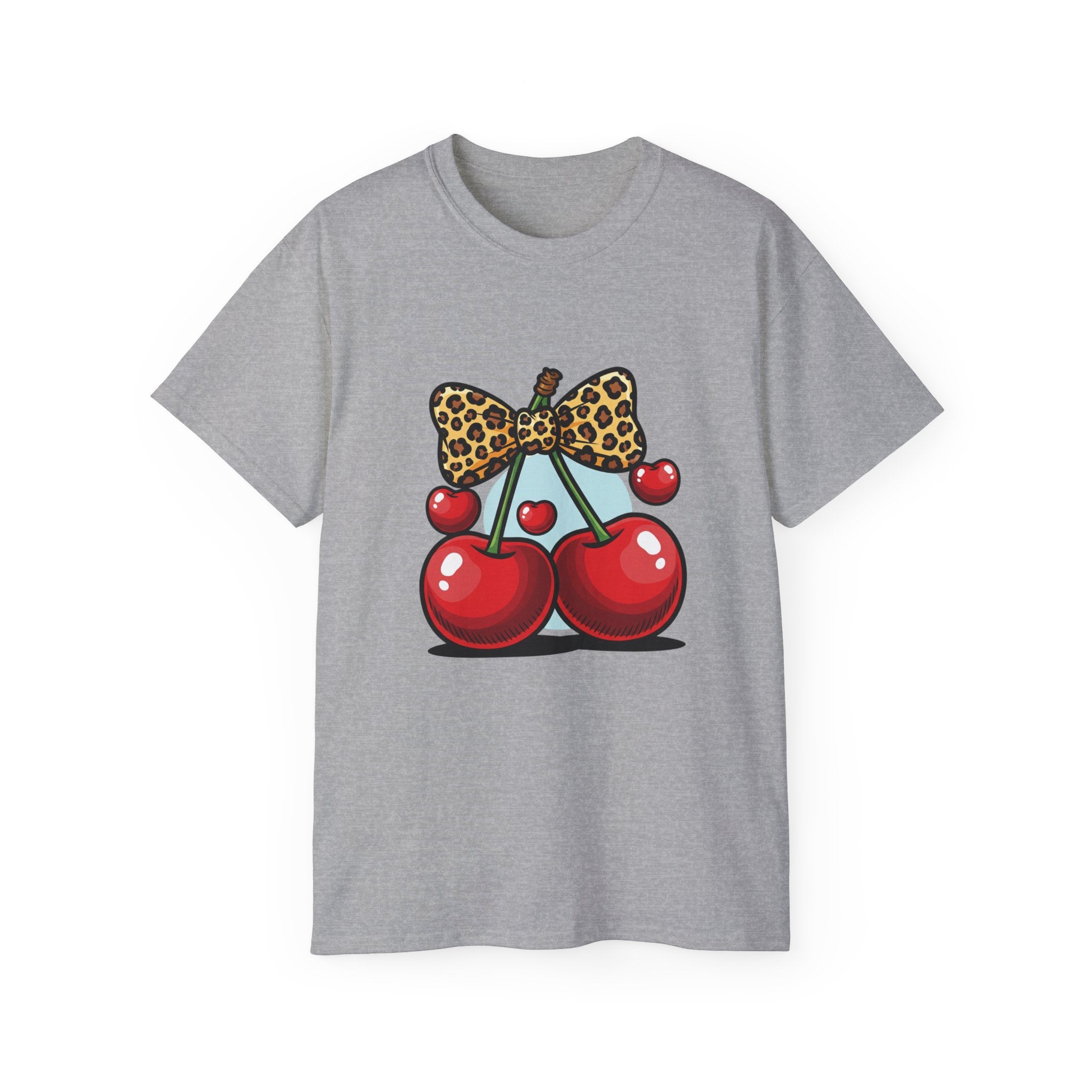 Cute Cherry Print Ultra Cotton Tee, Casual Summer Shirt, Gift for Her, Fruit Graphic Tee, Trendy Clothing