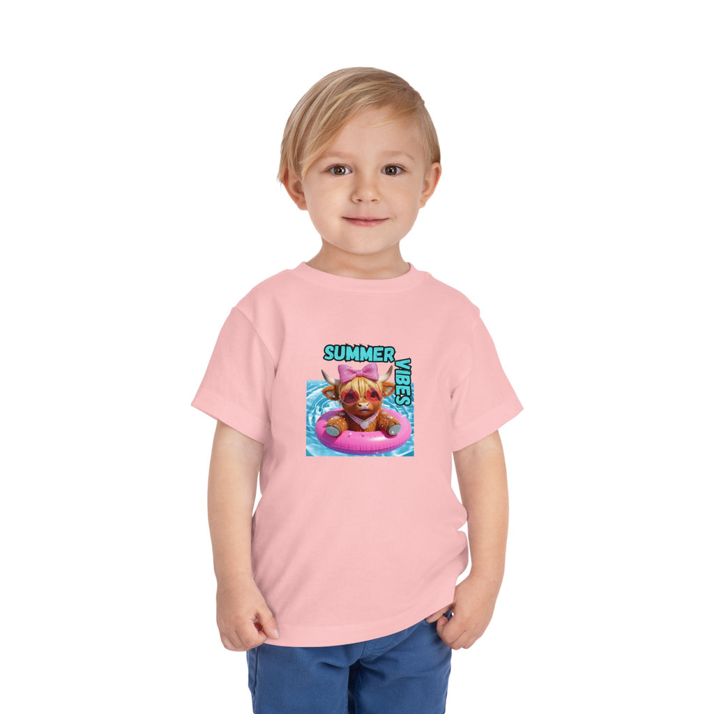 Girl Toddler Summer Vibes Tee, Cute Toddler Top, Pool Party Clothing, Fun Toddler Wear