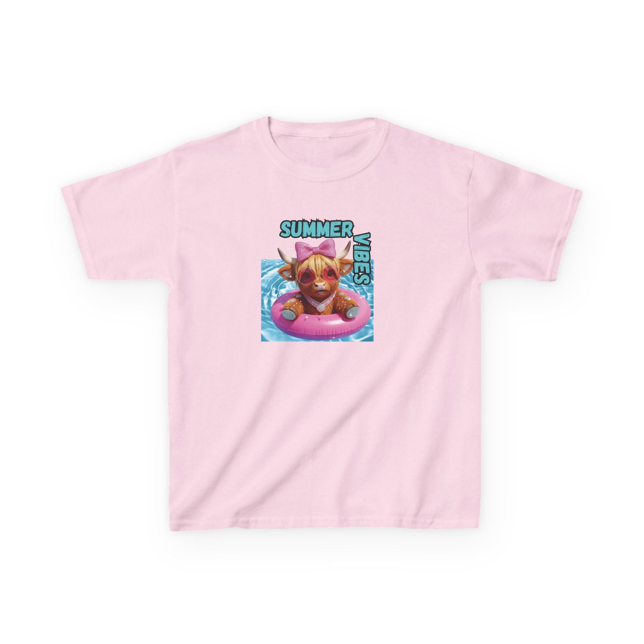 Girl's Summer Vibes Kids Tee | Fun Summer T-Shirt for Kids, Beach Shirt, Vacation Tee, Pool Party Gift