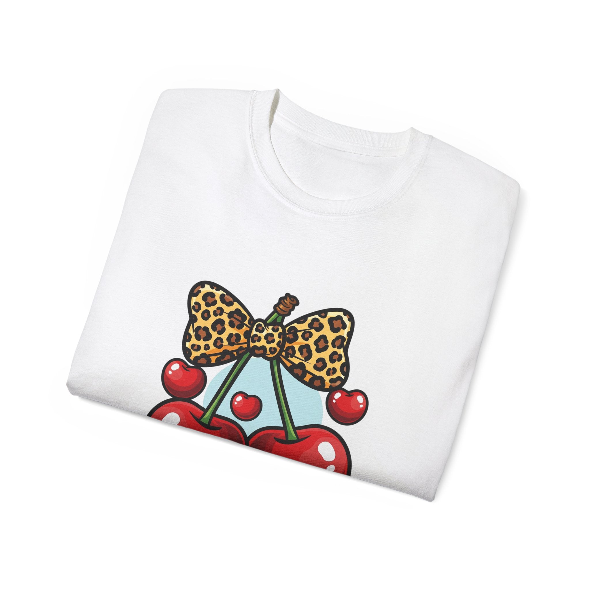 Cute Cherry Print Ultra Cotton Tee, Casual Summer Shirt, Gift for Her, Fruit Graphic Tee, Trendy Clothing