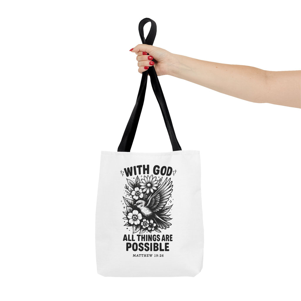 Matthew 19 26 Christian Tote Bag, Bible Verse Tote, Inspirational Tote Bag, Faith Tote, Scripture Tote, Gift for Believers
