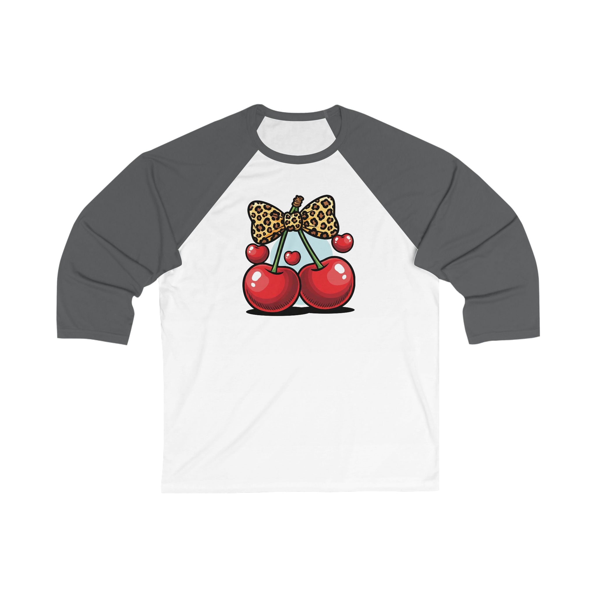 Cherry Bow Baseball Tee, Cute Unisex 3/4 Sleeve Shirt, Trendy Gift for Her, Summer Vibe Apparel, Fun Casual Wear, Cherry Lover Gift