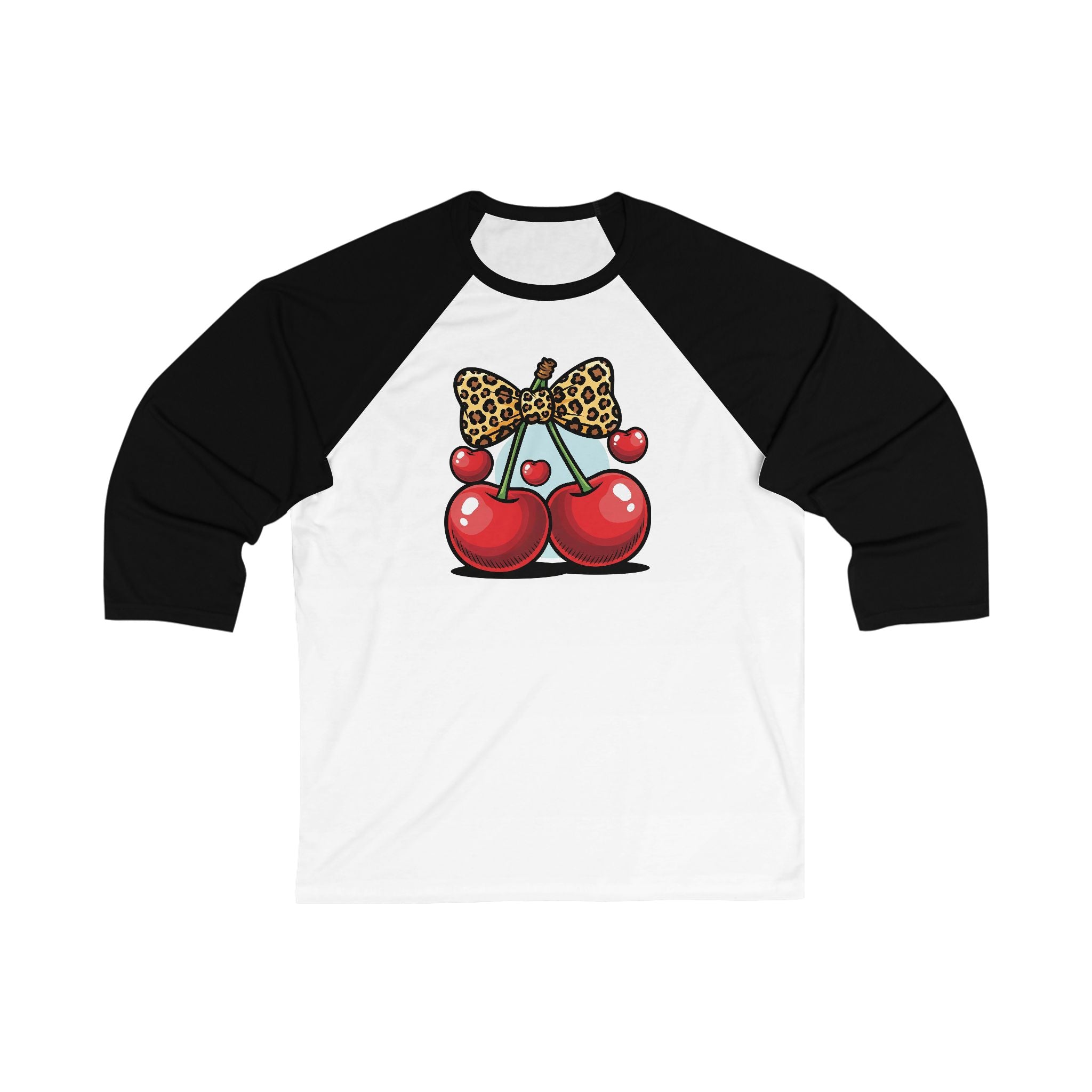 Cherry Bow Baseball Tee, Cute Unisex 3/4 Sleeve Shirt, Trendy Gift for Her, Summer Vibe Apparel, Fun Casual Wear, Cherry Lover Gift