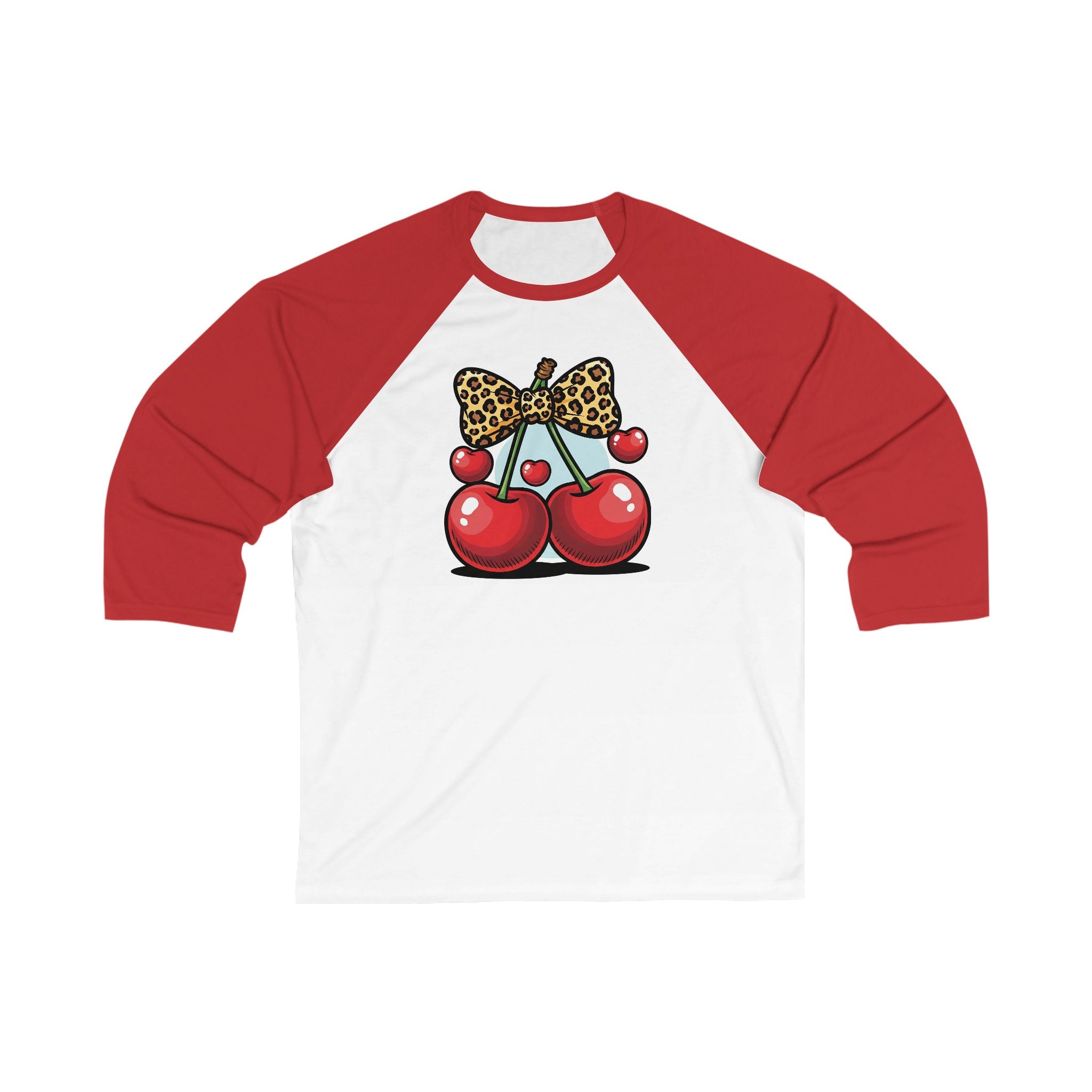 Cherry Bow Baseball Tee, Cute Unisex 3/4 Sleeve Shirt, Trendy Gift for Her, Summer Vibe Apparel, Fun Casual Wear, Cherry Lover Gift