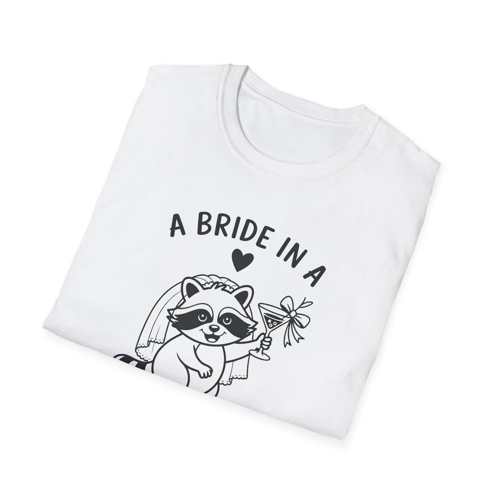 Bride T-Shirt — “A Bride in a Tini Bit” Cute Raccoon Bridal Tee
