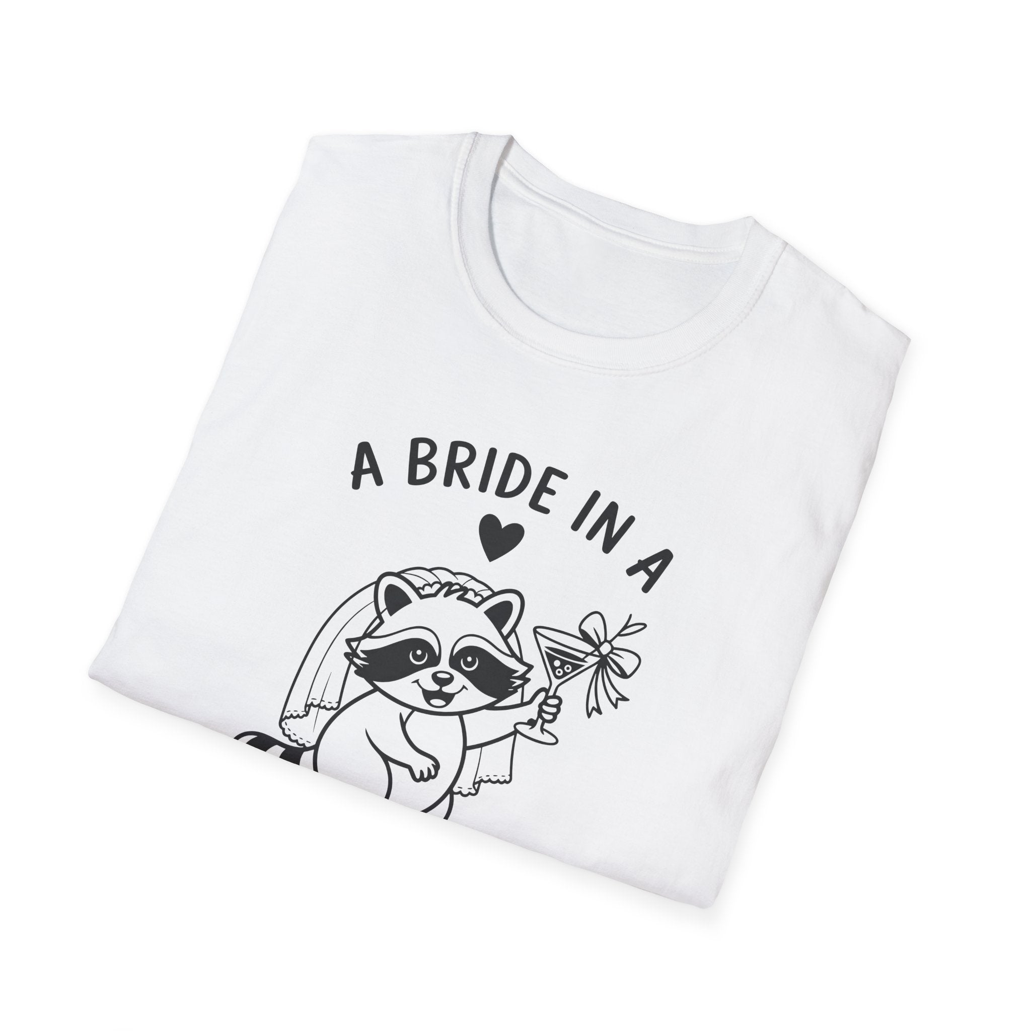 Bride T-Shirt — “A Bride in a Tini Bit” Cute Raccoon Bridal Tee