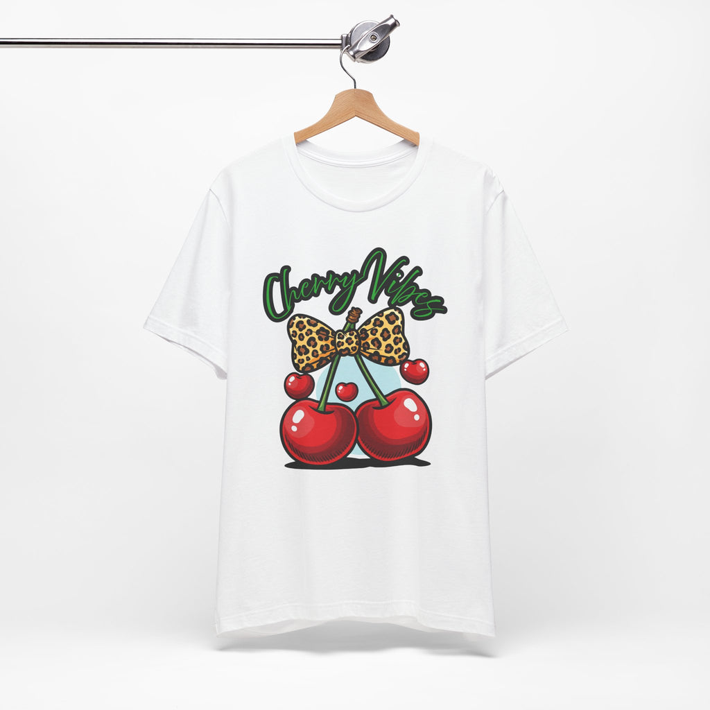 Cherry Vibes Short Sleeve Tee, Fun Graphic T-Shirt, Summer Style, Cute Gift for Friends, Party Top, Festival Wear
