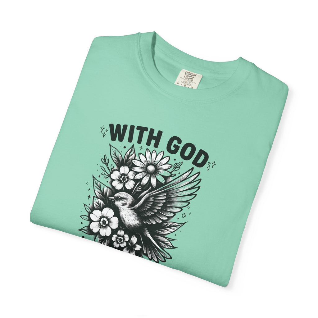 Matthew 19 26 Comfort Colors Tee, With God All Things Are Possible Shirt, Christian Bible Verse Shirt, Faith Christian Comfort Colors Shirt