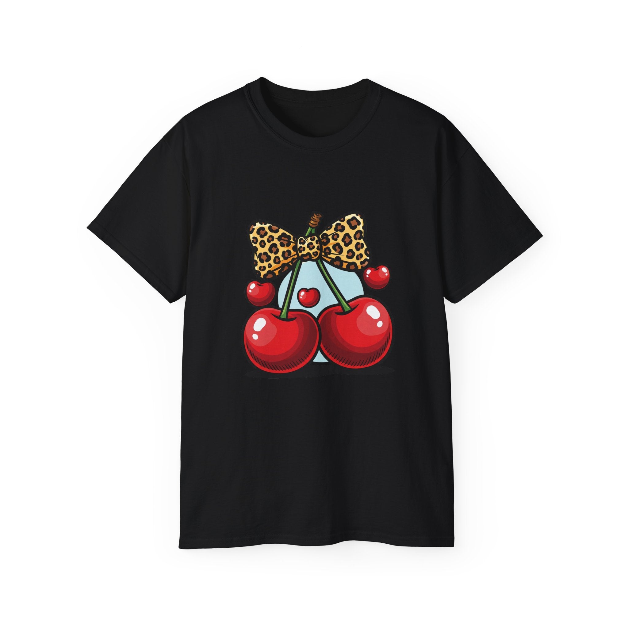 Cute Cherry Print Ultra Cotton Tee, Casual Summer Shirt, Gift for Her, Fruit Graphic Tee, Trendy Clothing