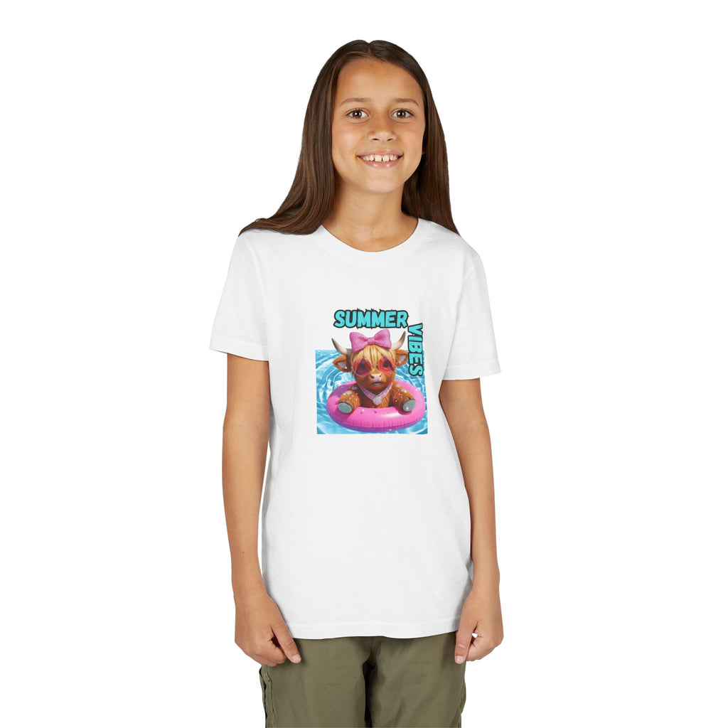 Girl's Youth Summer Vibes Tee, Cute Kids Shirt, Fun Youth T-Shirt, Summer Apparel for Kids