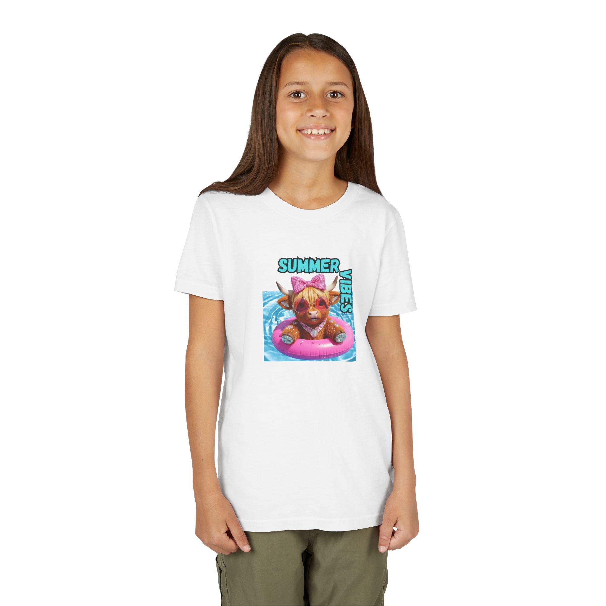 Girl's Youth Summer Vibes Tee, Cute Kids Shirt, Fun Youth T-Shirt, Summer Apparel for Kids
