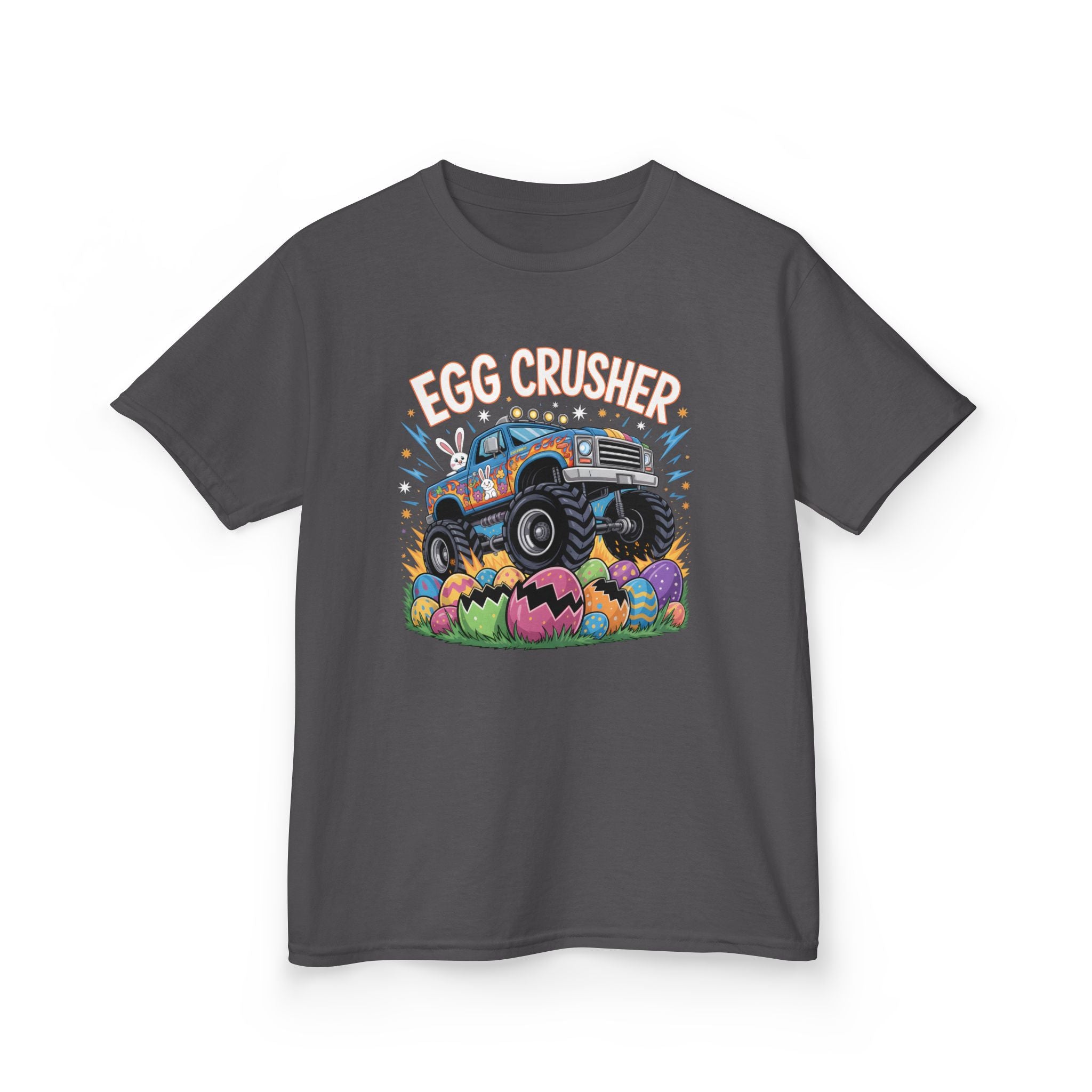 Egg Crusher Kids T-Shirt — Monster Truck Easter Tee for Boys & Girls