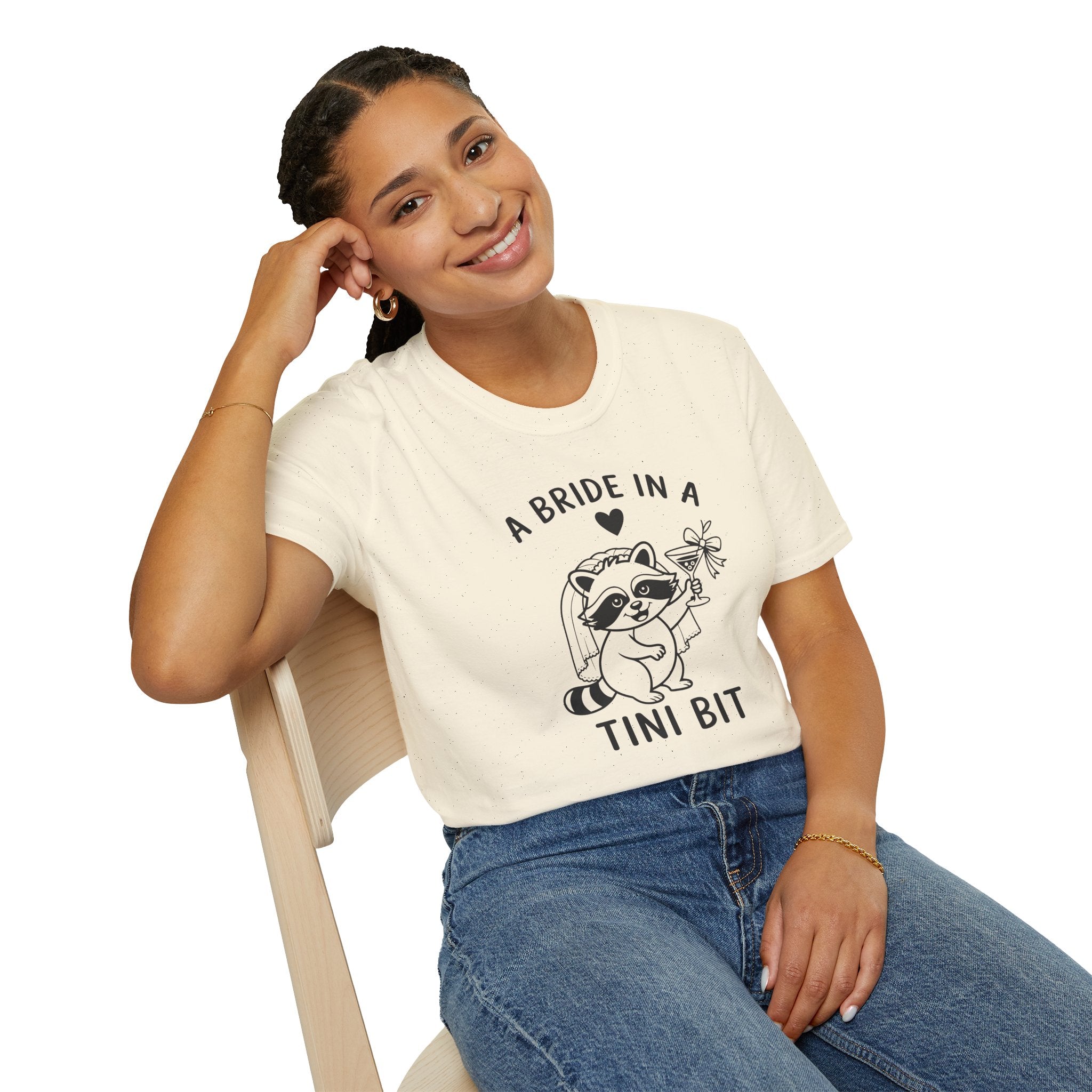 Bride T-Shirt — “A Bride in a Tini Bit” Cute Raccoon Bridal Tee
