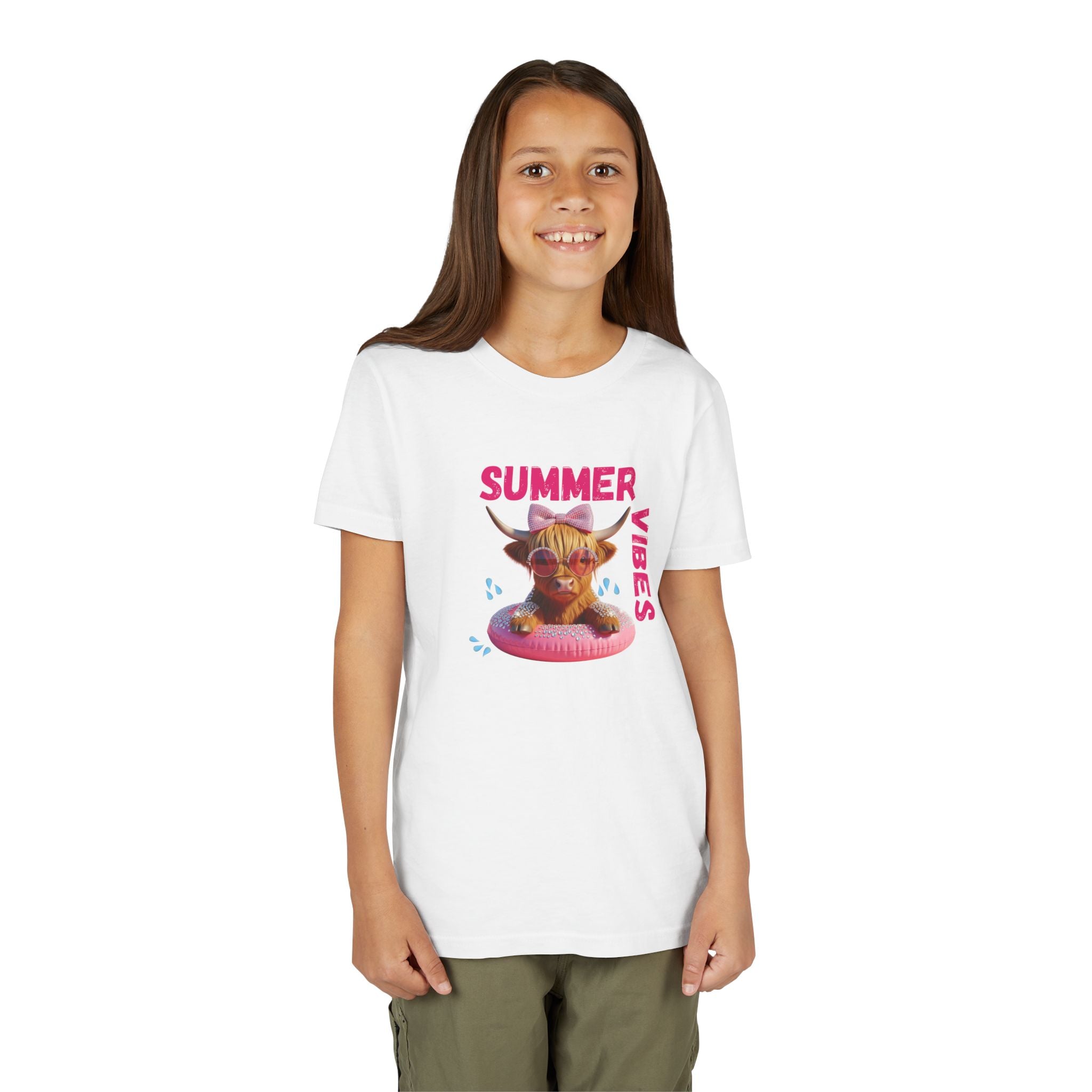 Girl's Youth Summer Vibes Tee, Fun Kids T-Shirt, Vacation Apparel