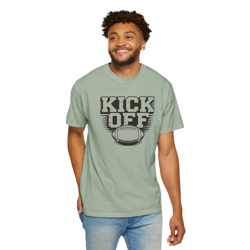 Kick Off Unisex Garment-Dyed T-shirt for Sports Lovers, Football Fans, Casual Wear, Gift Idea, Game Day Apparel