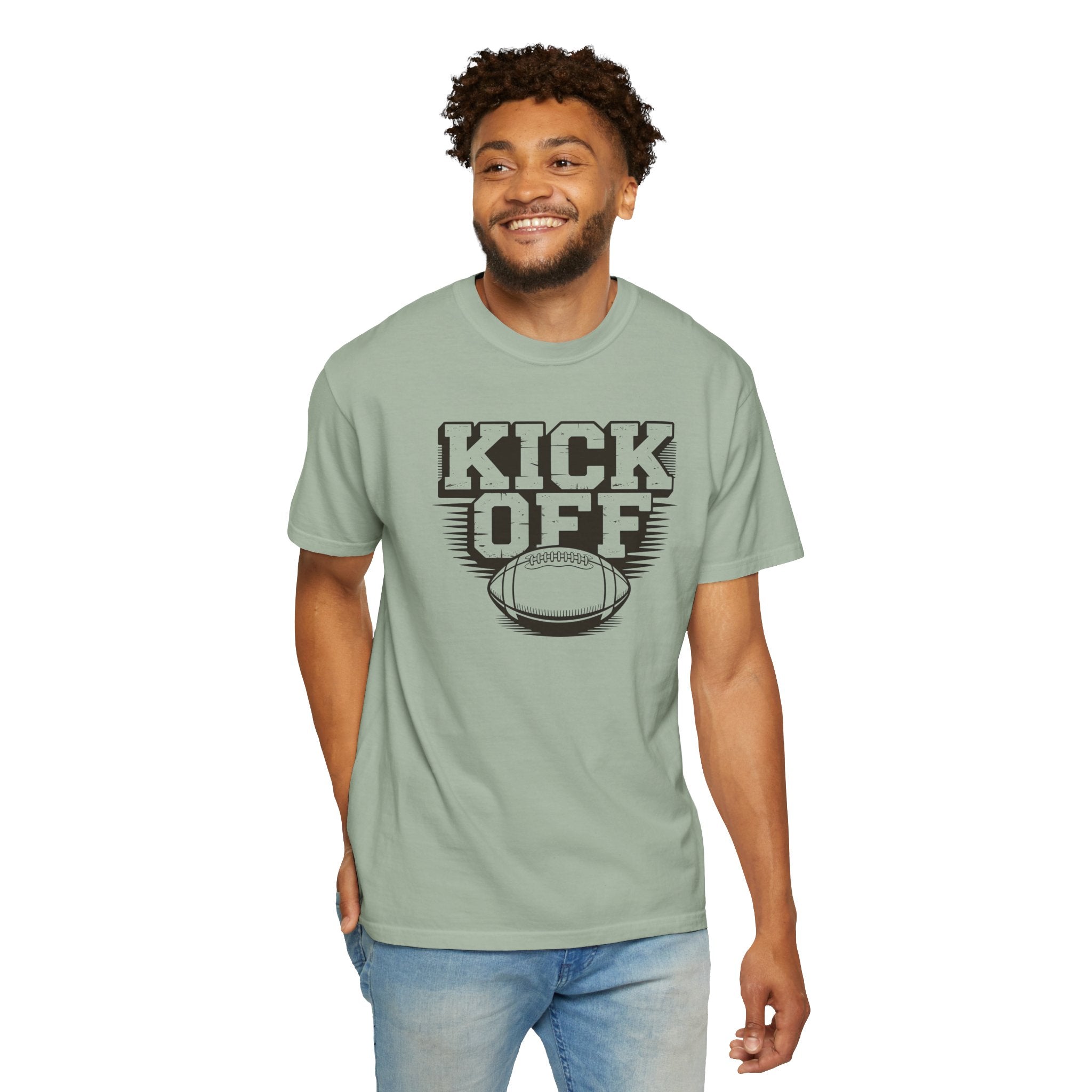 Kick Off Unisex Garment-Dyed T-shirt for Sports Lovers, Football Fans, Casual Wear, Gift Idea, Game Day Apparel