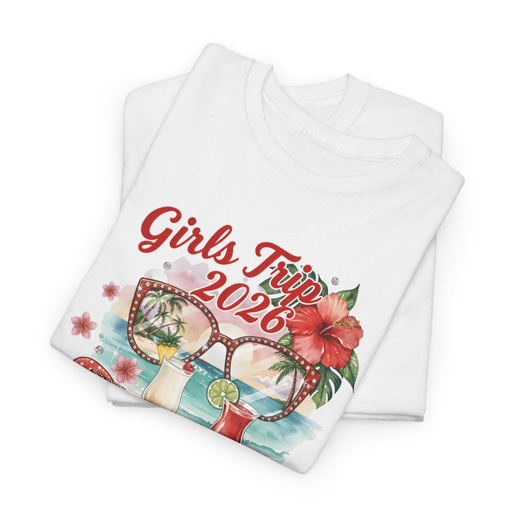 Girls Trip 2026 T-Shirt | Tropical Hibiscus Beach Design Shirt