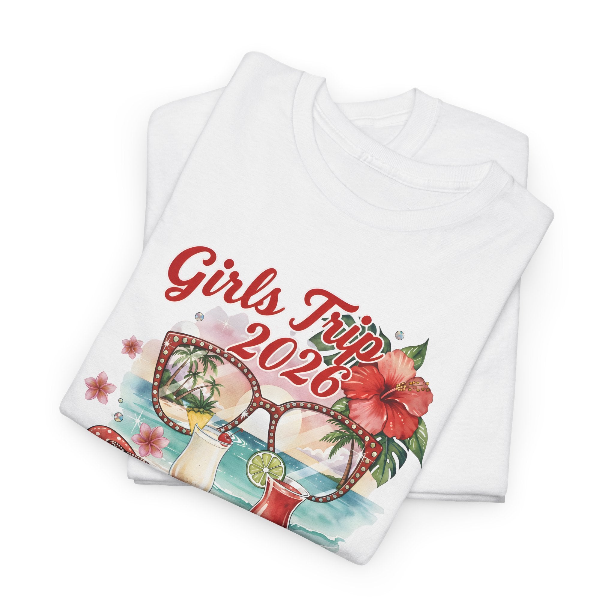 Girls Trip 2026 T-Shirt | Tropical Hibiscus Beach Design Shirt