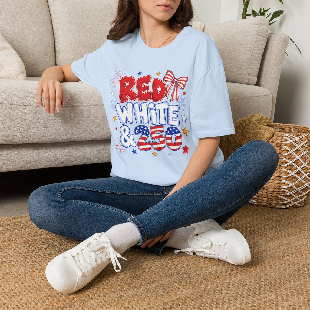 Patriotic "Red White & 250" T‑Shirt — 4th of July American Flag Celebration Tee